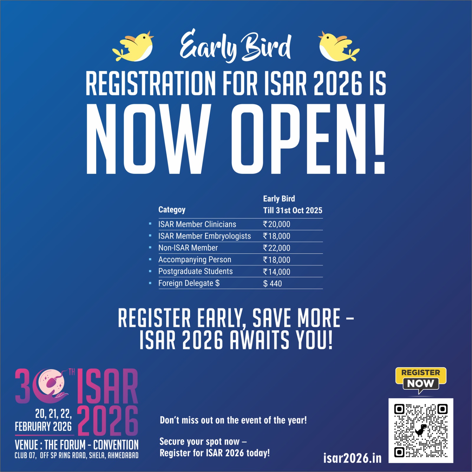 ISAR - 🎉 Early Bird Registration for ISAR 2026 is NOW OPEN! 🐥 India’s ...