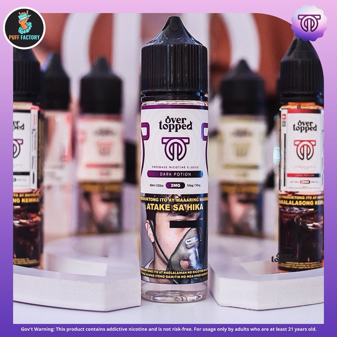 vape potion e juice Overtopped Premium E-Juice 🪄💜💗💖 Magic in every drop ✨ Iskor na sa tambayan, napaka bisa nito! 🌬️🤘 📌 Flavors (3/6MG 60ML Freebase) (25mg 30ML Salts) ✓ Dark (Mixed Berries) ✓ Tonic Flavour:Epic Blue Razz Shop GMO | River Pineapple Coconut Disposable