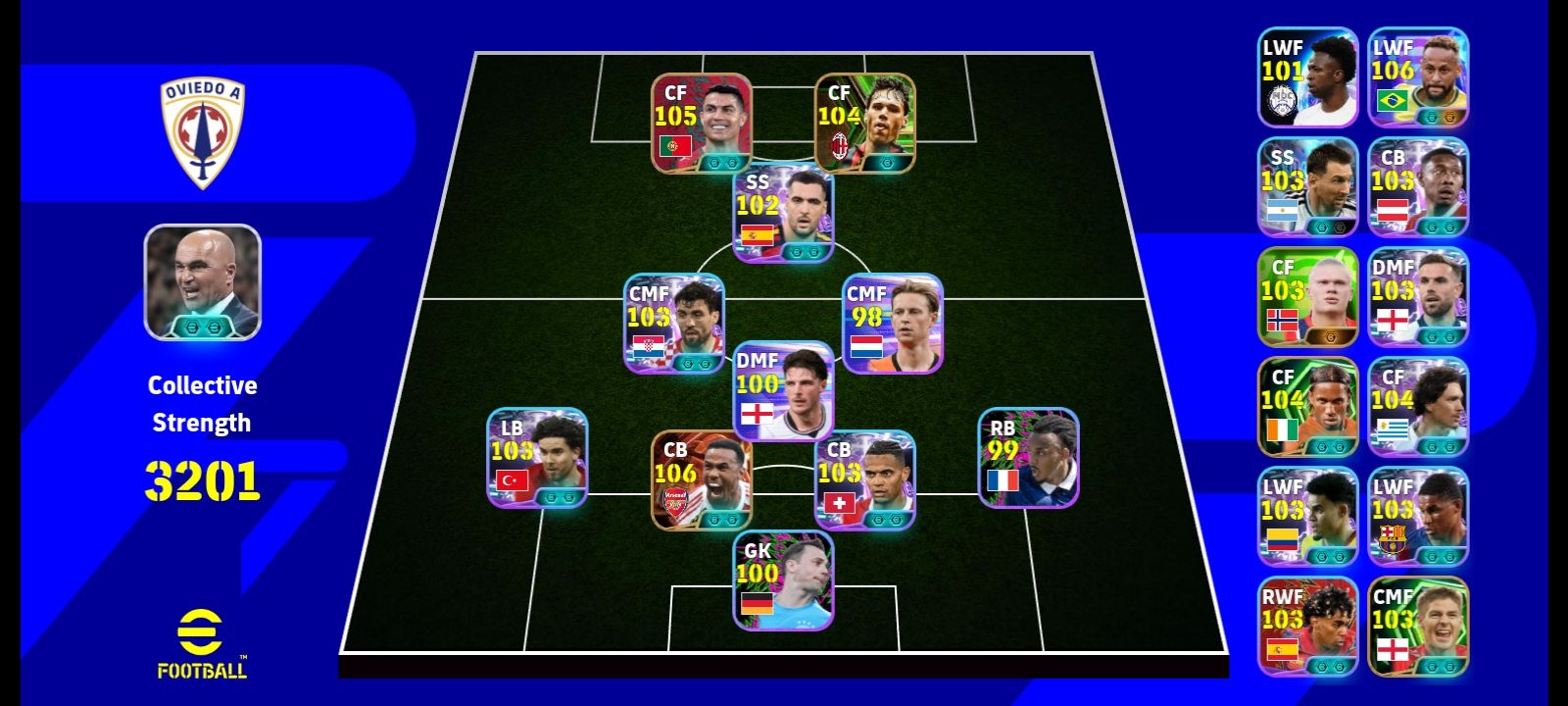 Free efootball account with strength 3145+