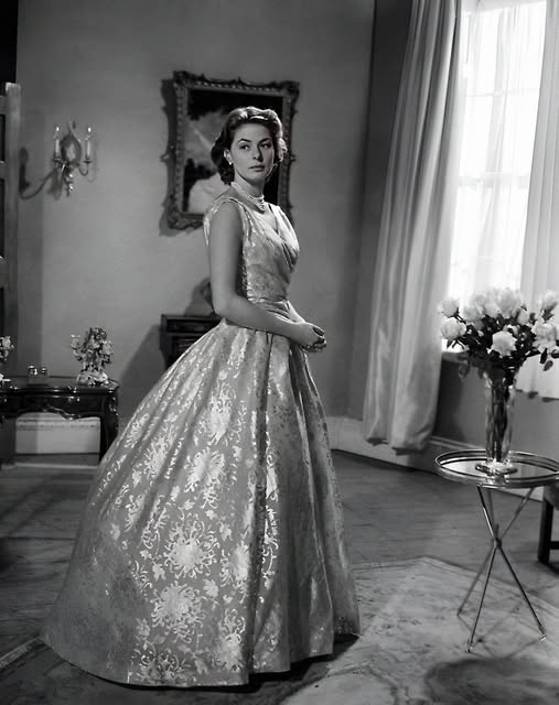 ingrid bergman green dress Bergman, wears a stunning gold evening gown, by Dior in 