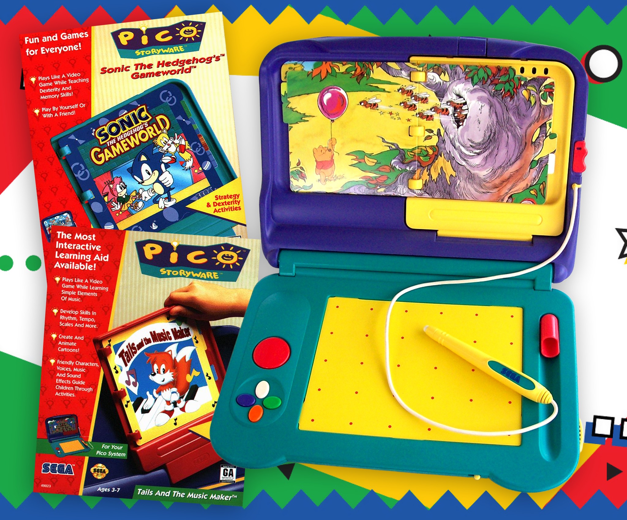 Sega Pico console and Sonic Storyware games