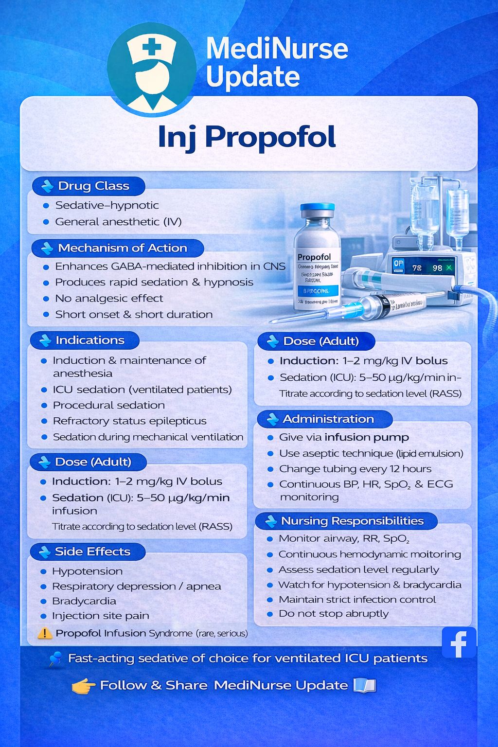 MediNurse - 💉 Inj Propofol 🔹 Drug Class • Sedative–hypnotic • General ...