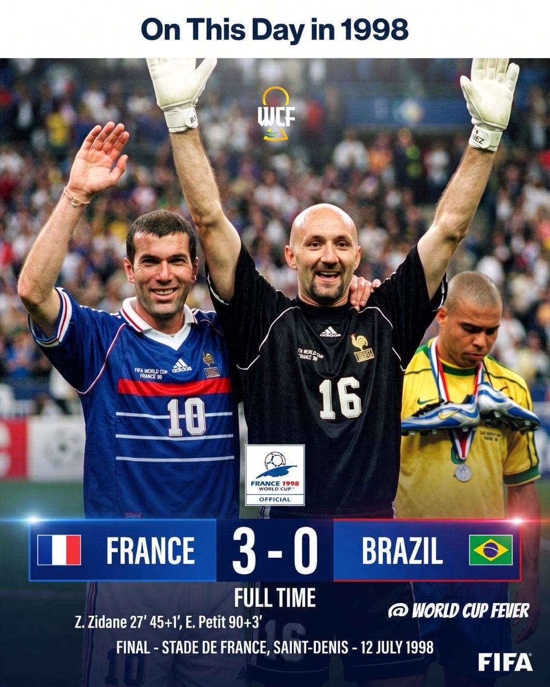 France wins 1998 FIFA World Cup