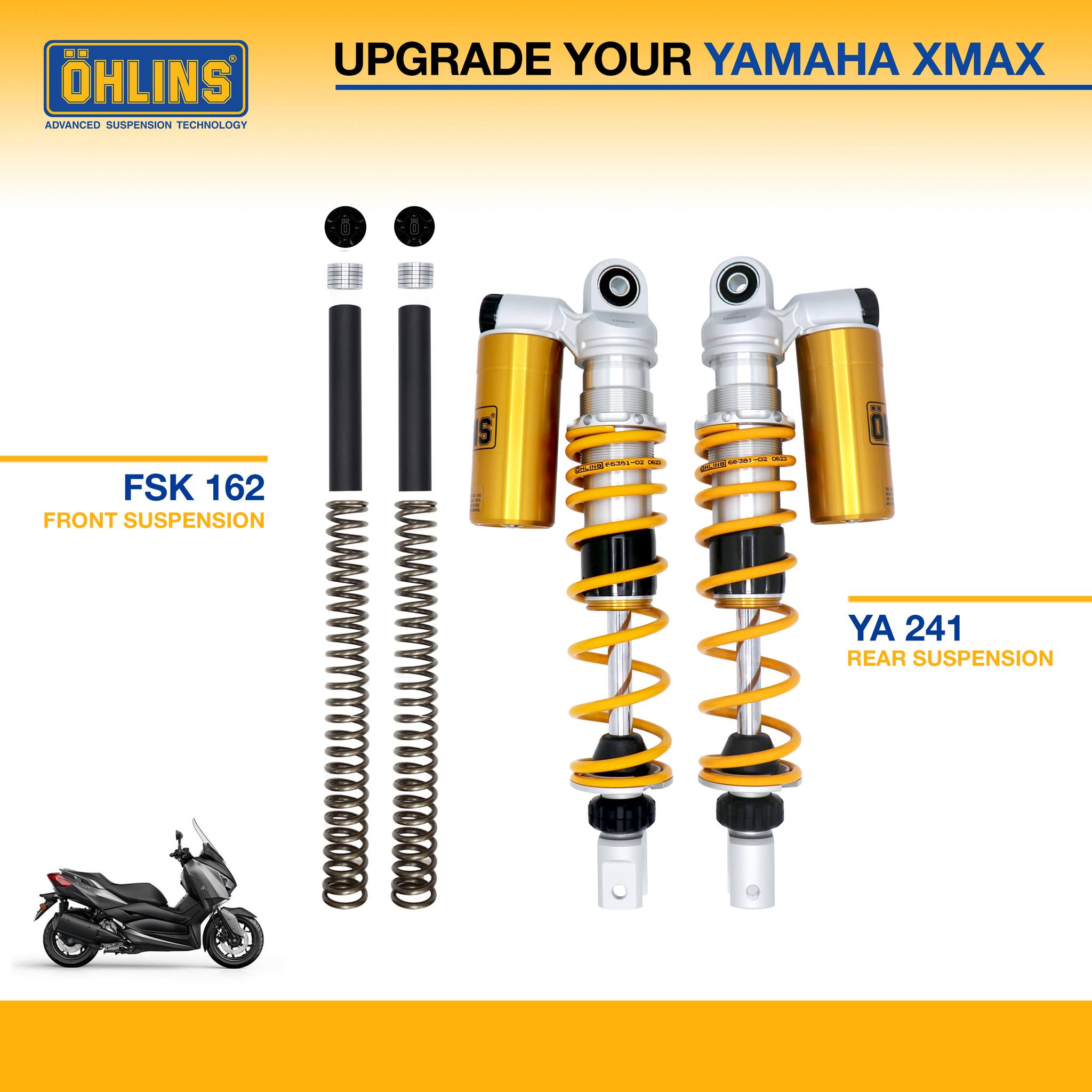 Öhlins - 使用 Öhlins 懸吊升級您的 Yamaha XMax 250 或 300！ Öhlins 提供前叉內彈簧套件和雙槍 ...