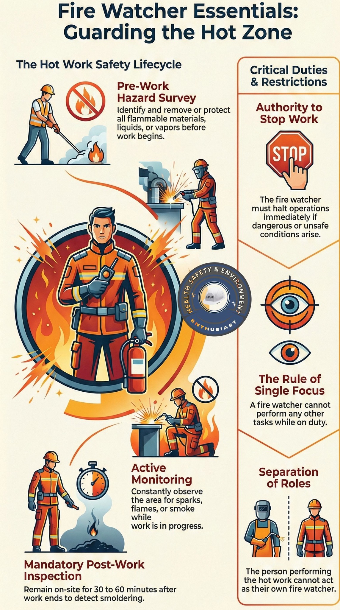 Health - A fire watcher is responsible for continuously monitoring hot ...
