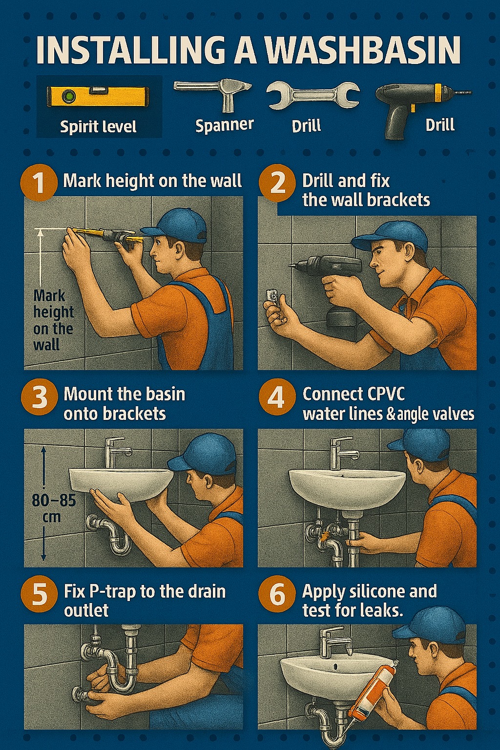 Plumbing and pipe fitting | Installing A Wash Basin follow the step by ...