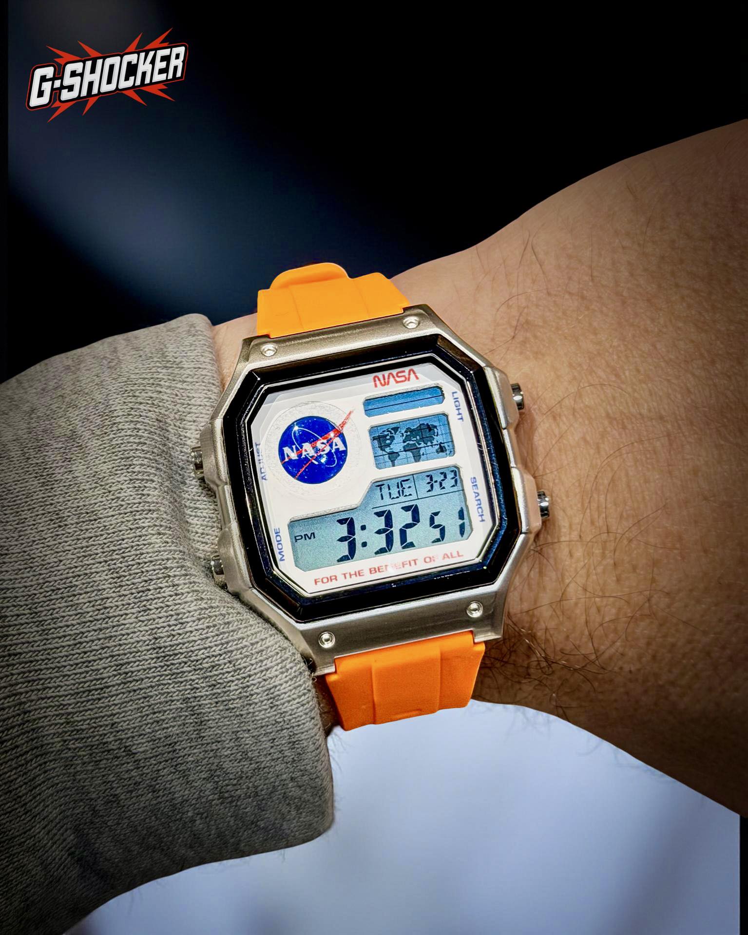 Trying out a new silicon strap on my custom NASA Casio AE1200 