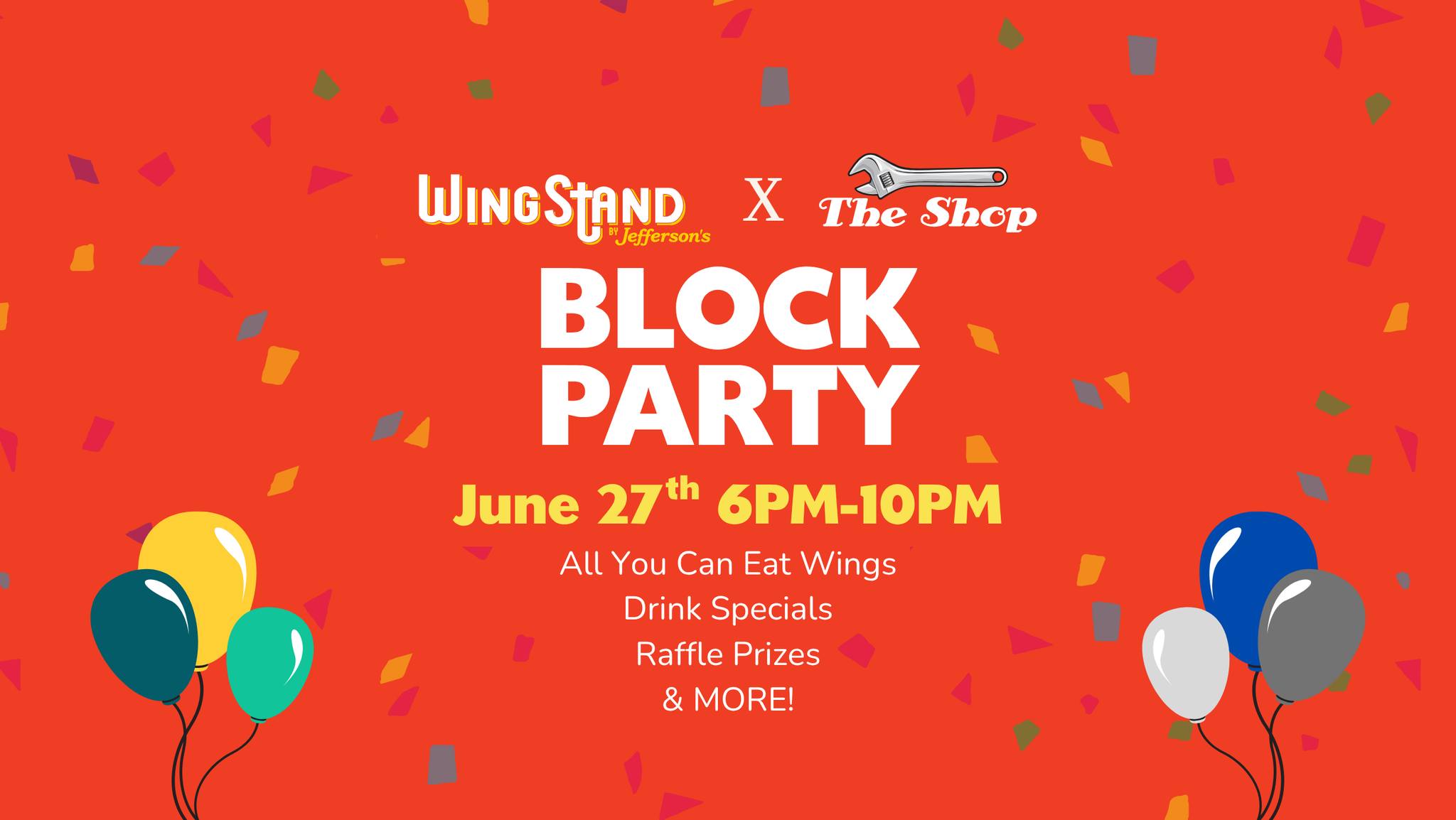 WingStand and The Shop are teaming up! Join us for a Block Party