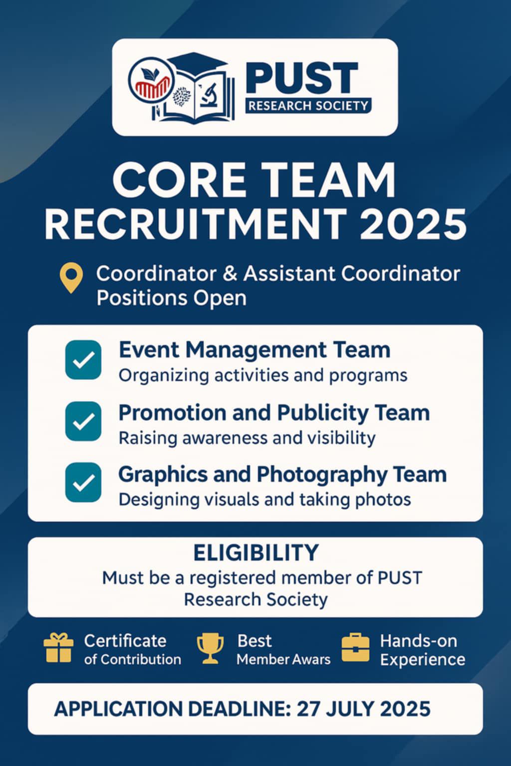 📢 [RECRUITMENT NOTICE] 🔎🔍 PUST... - PUST Research Society | Facebook