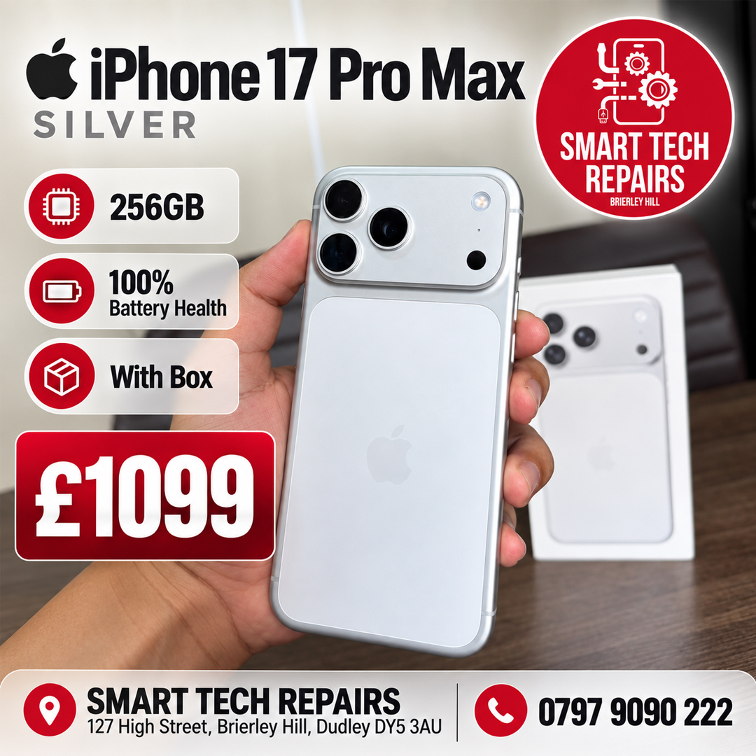 Silver iPhone 17 Pro Max, ready to catch your eye 🤍📱 Get the