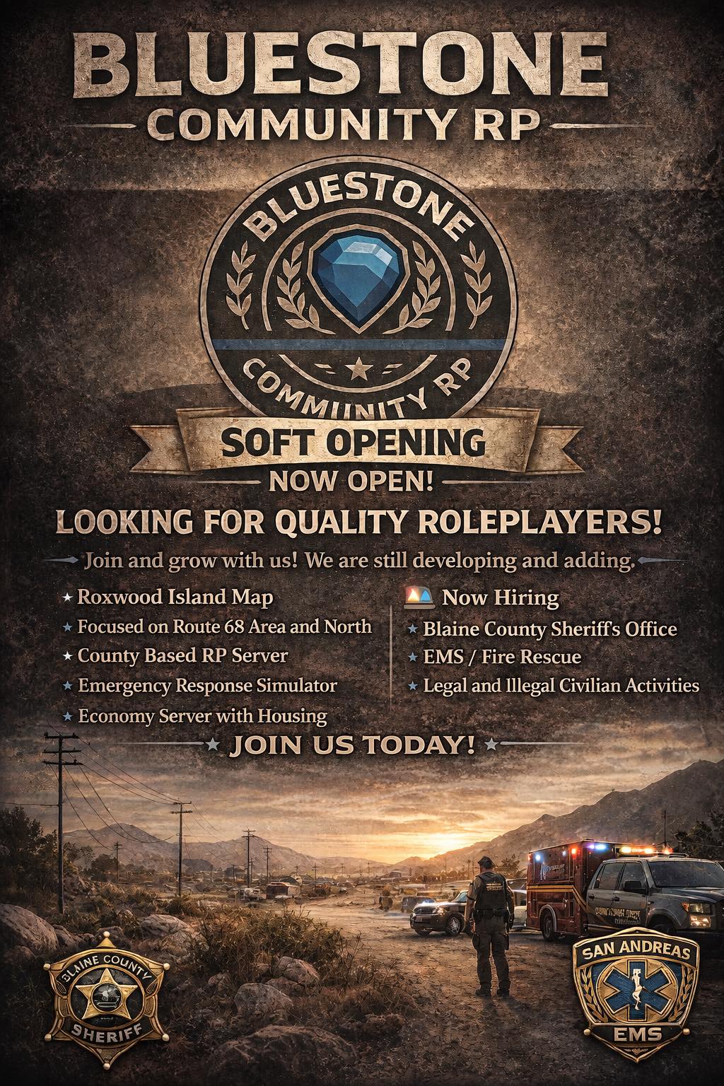 🔷 BLUESTONE COMMUNITY RP — SOFT OPENING 🔷 | Facebook