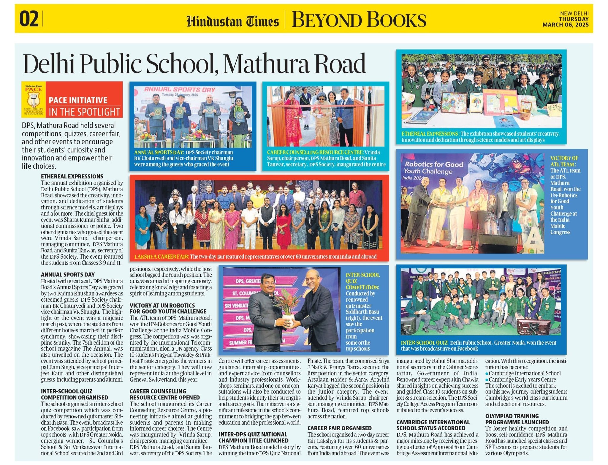 DPS - DPS Mathura Road is lighting up the pages of The Hindustan Times ...