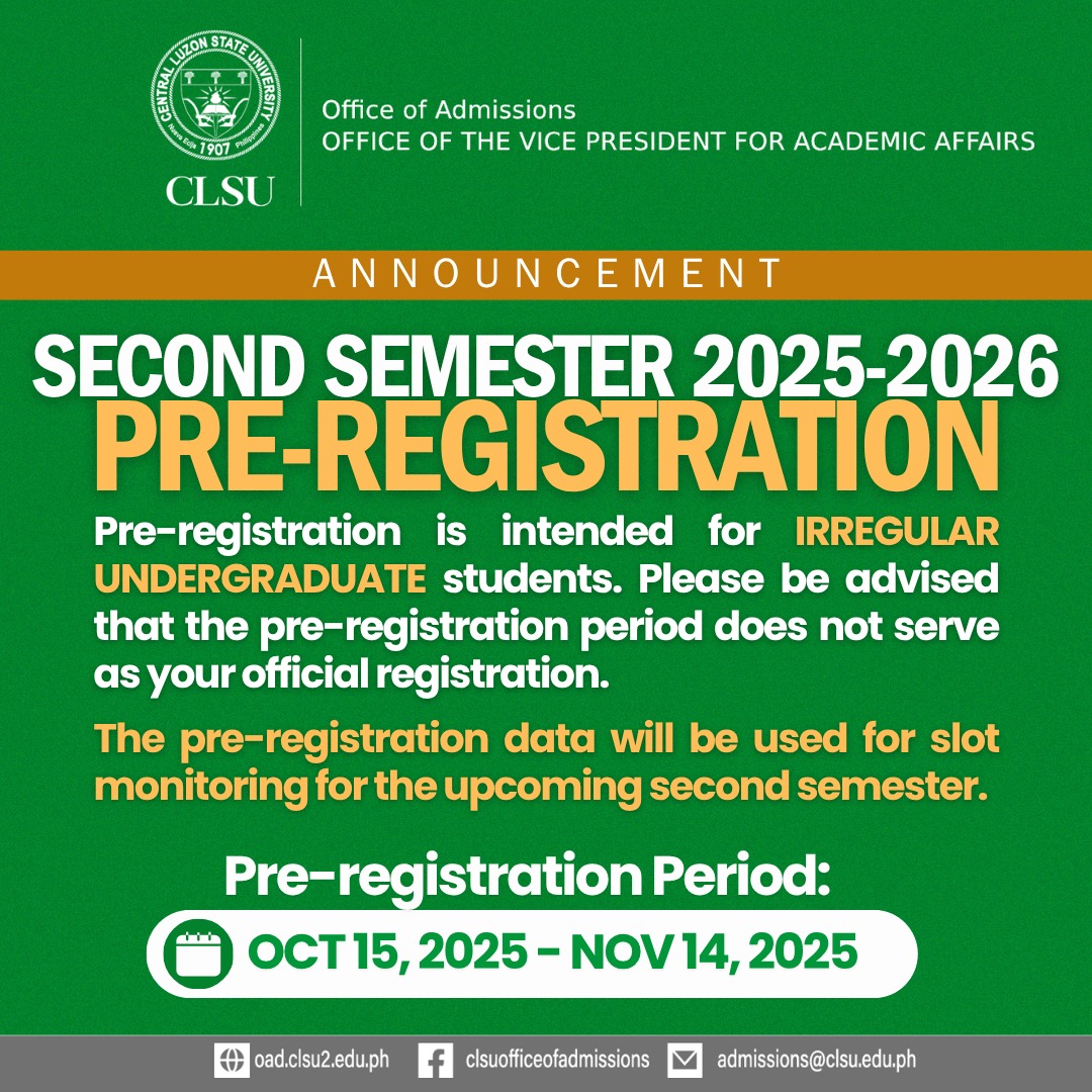 𝗔𝗡𝗡𝗢𝗨𝗡𝗖𝗘𝗠𝗘𝗡𝗧 |... - CLSU Office of Admissions | Facebook