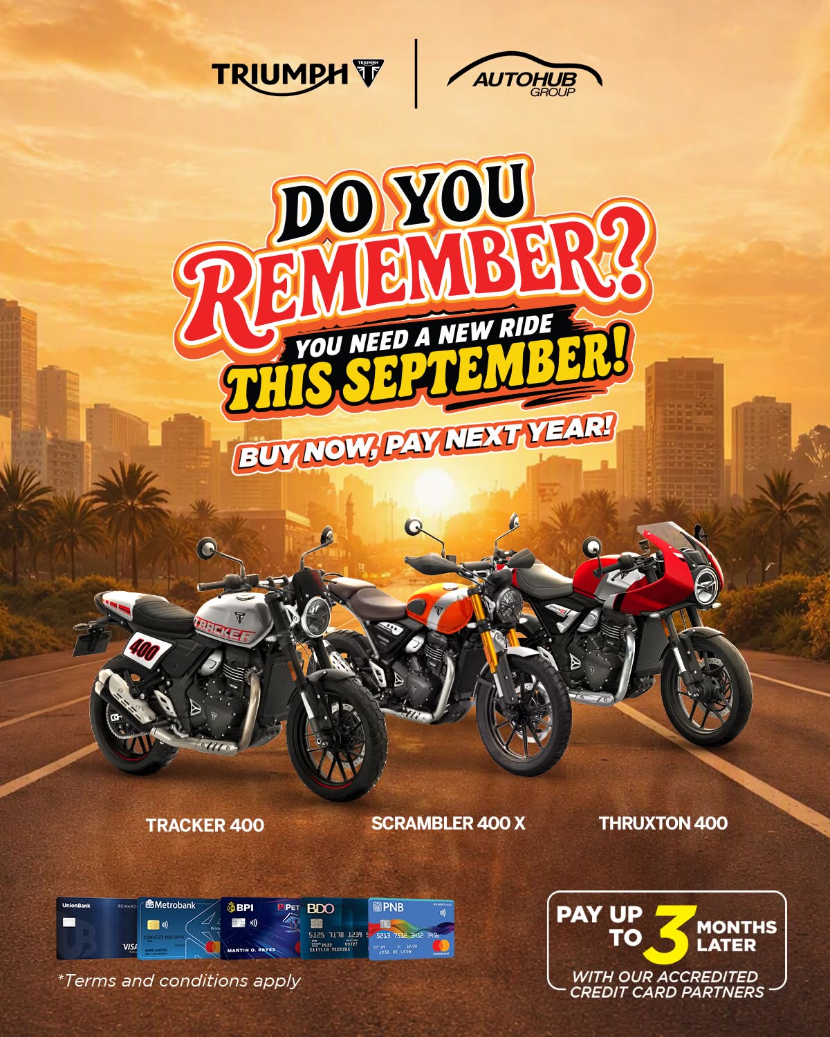 Triumph motorcycles buy now pay next year September