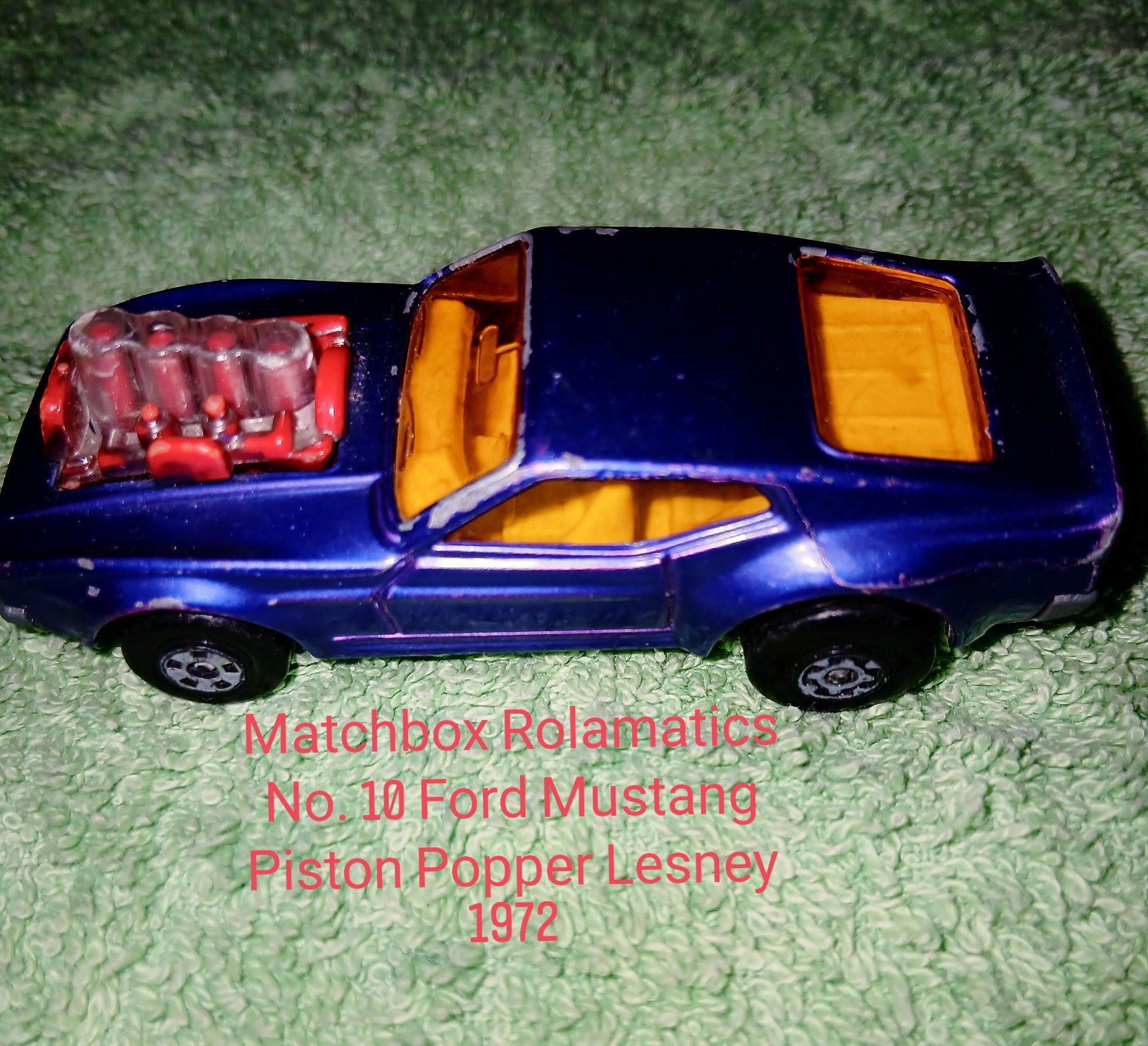 Matchbox Rolamatics No. 10 Ford Mustang Piston Popper Lesney 1972