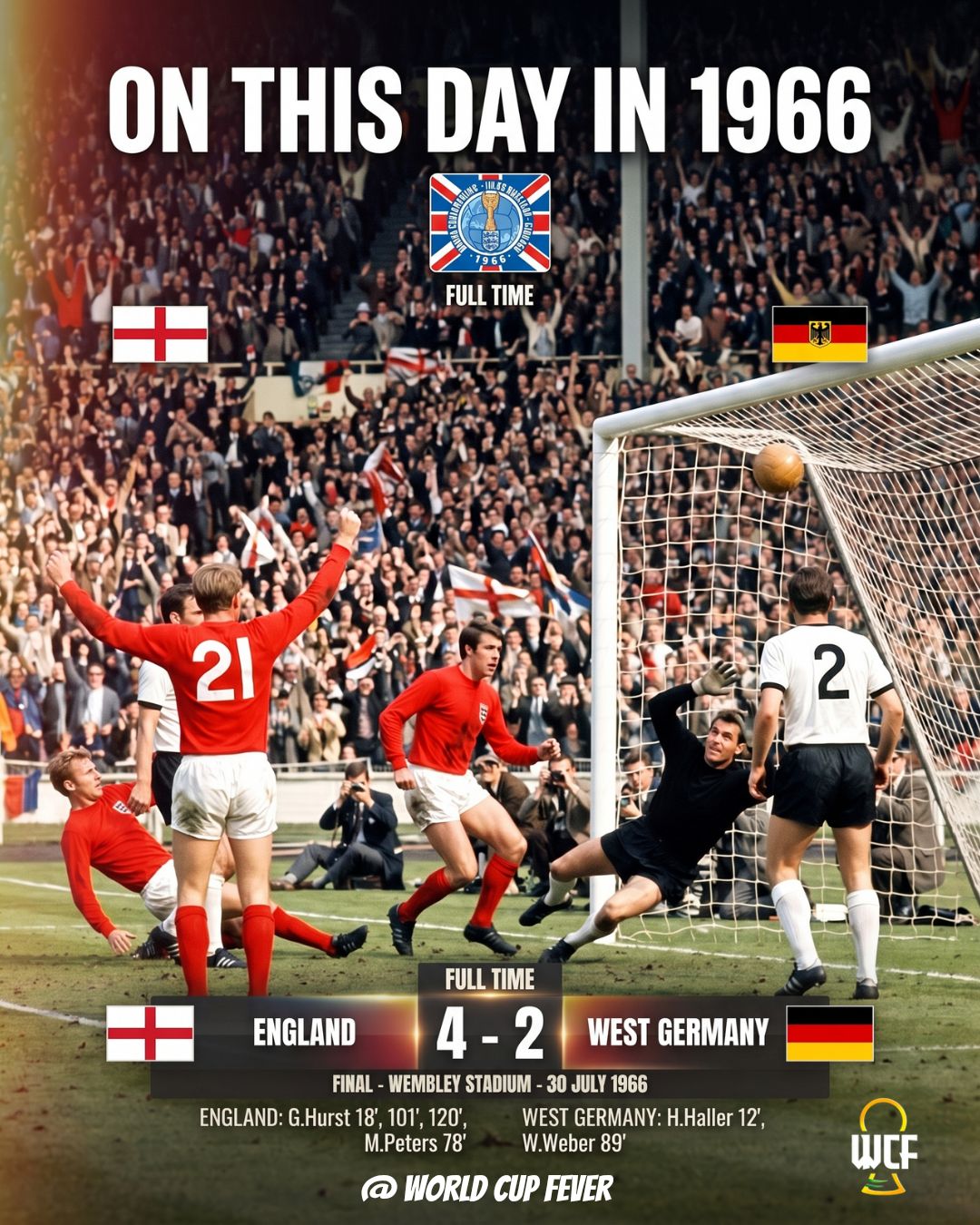 England vs West Germany, World Cup 1966 Final Match at Wembley
