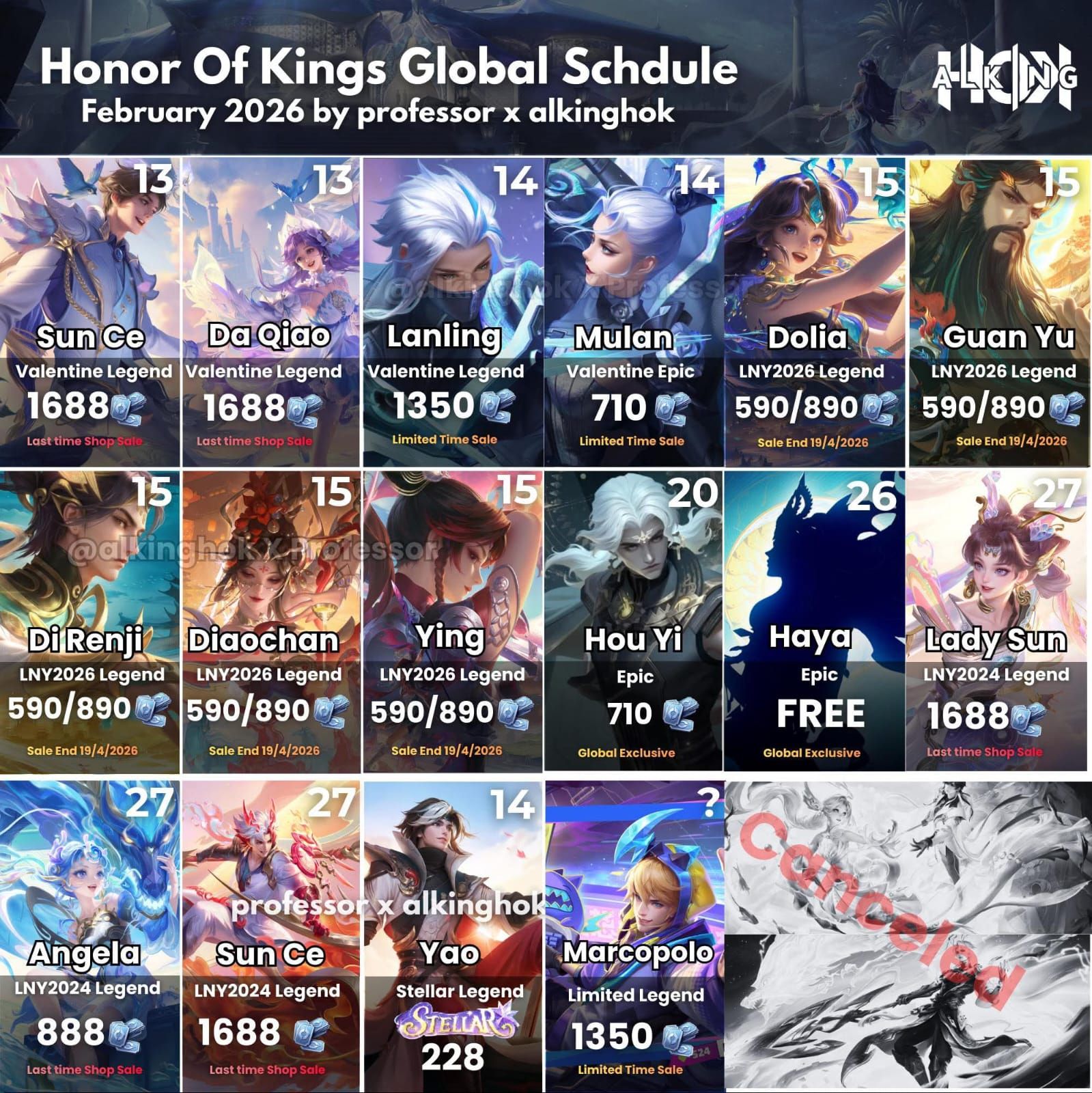 Honor Of Kings Global Schdule February 2026 by professor x