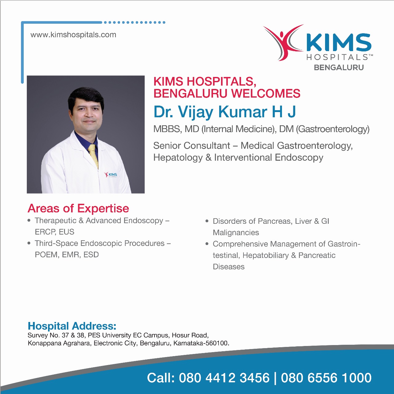 KIMS - KIMS Hospitals, Bengaluru Welcomes Dr. Vijay Kumar H J We are ...