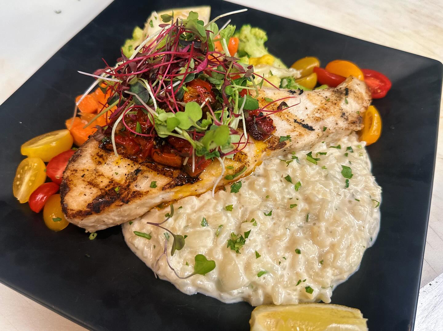 Hidden - ⚓️Grilled Montauk Swordfish⚓️ This popular dish on our menu is ...