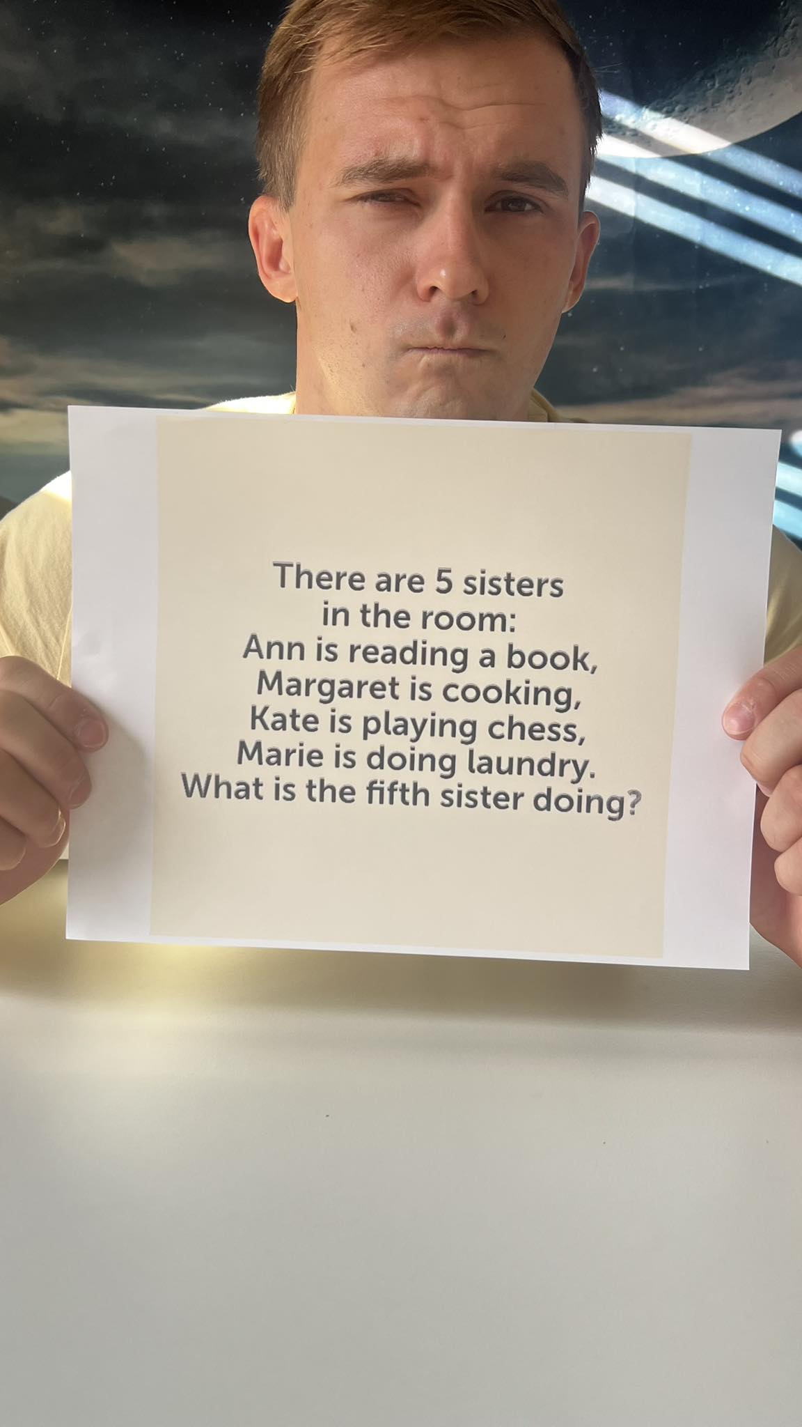 Better - There are 5 sisters in the room: Ann is reading a book ...