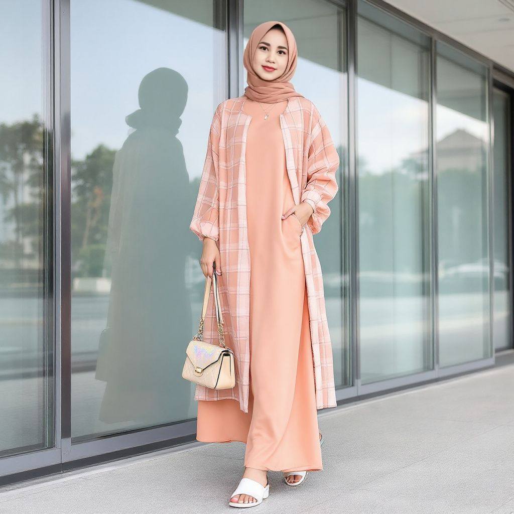 chinese dress ladies Lyla Long Comfy Blazer Jacket- Vanilla | Modest Islamic Clothing