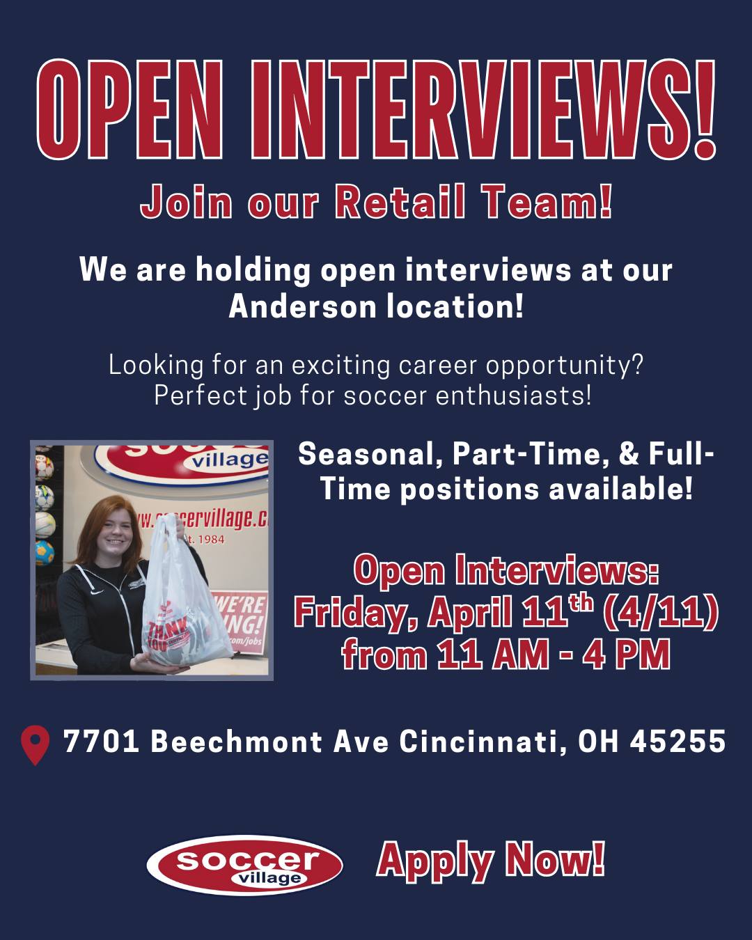 Soccer Village - 📢 Open Interviews! We are holding open... | Facebook