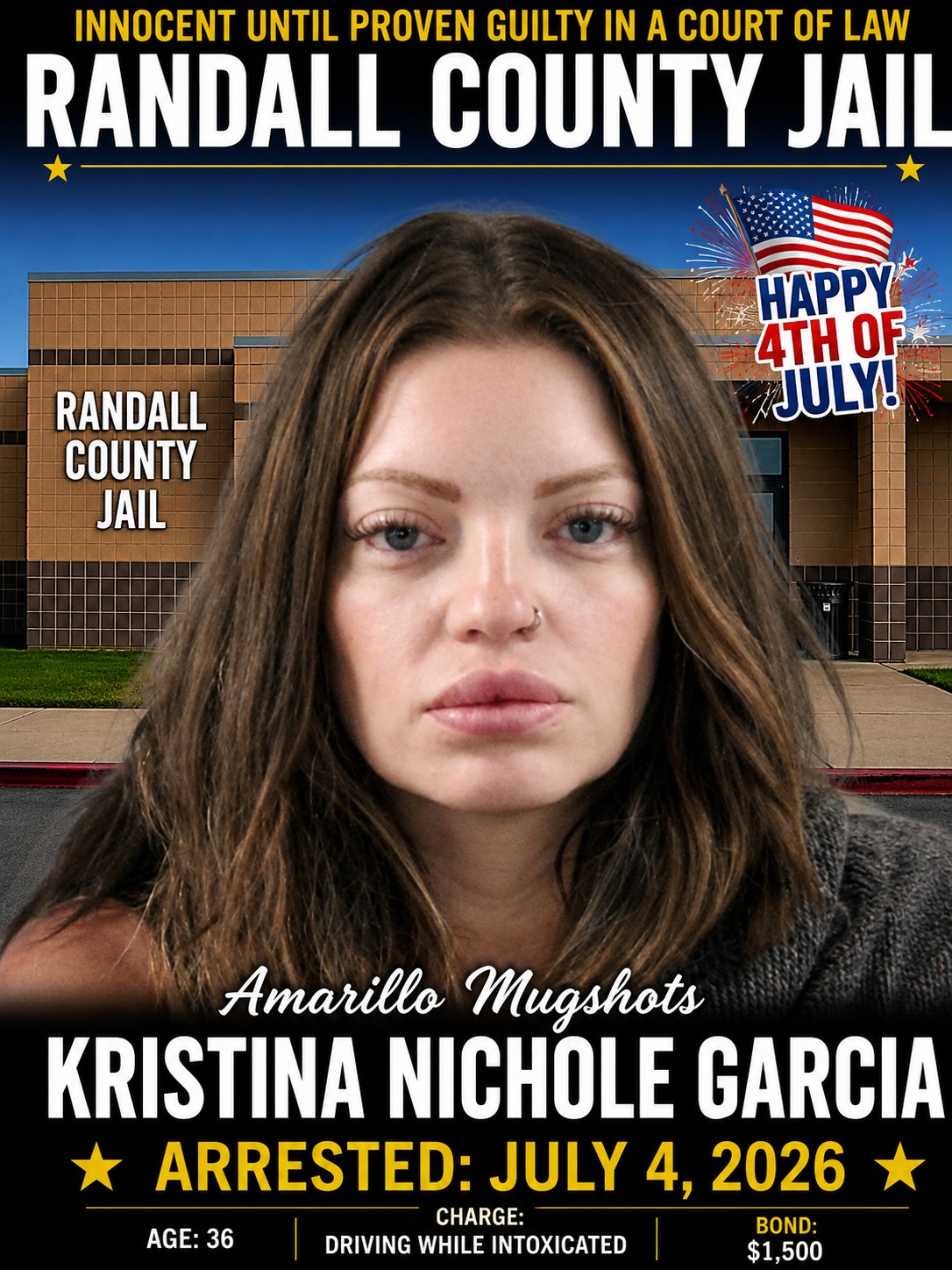 Kristina Nichole Garcia, age 36, was booked into the Randall