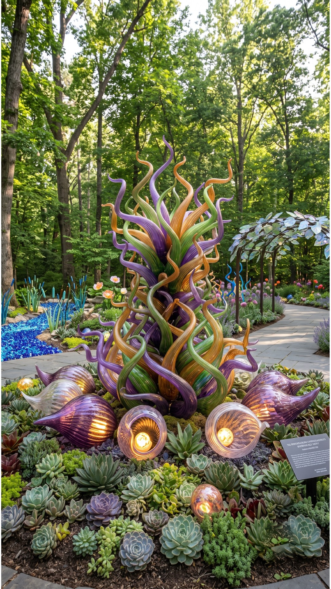 Chihuly's “Amethyst Icicle Tower” echoes the spinous palm trees of