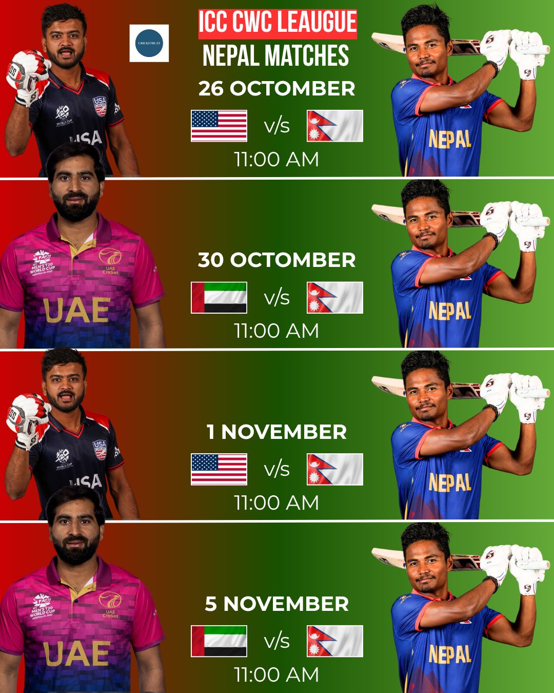 CricketBuzz - Team Nepal Matches In Icc Cwc League!!🏆... | Facebook