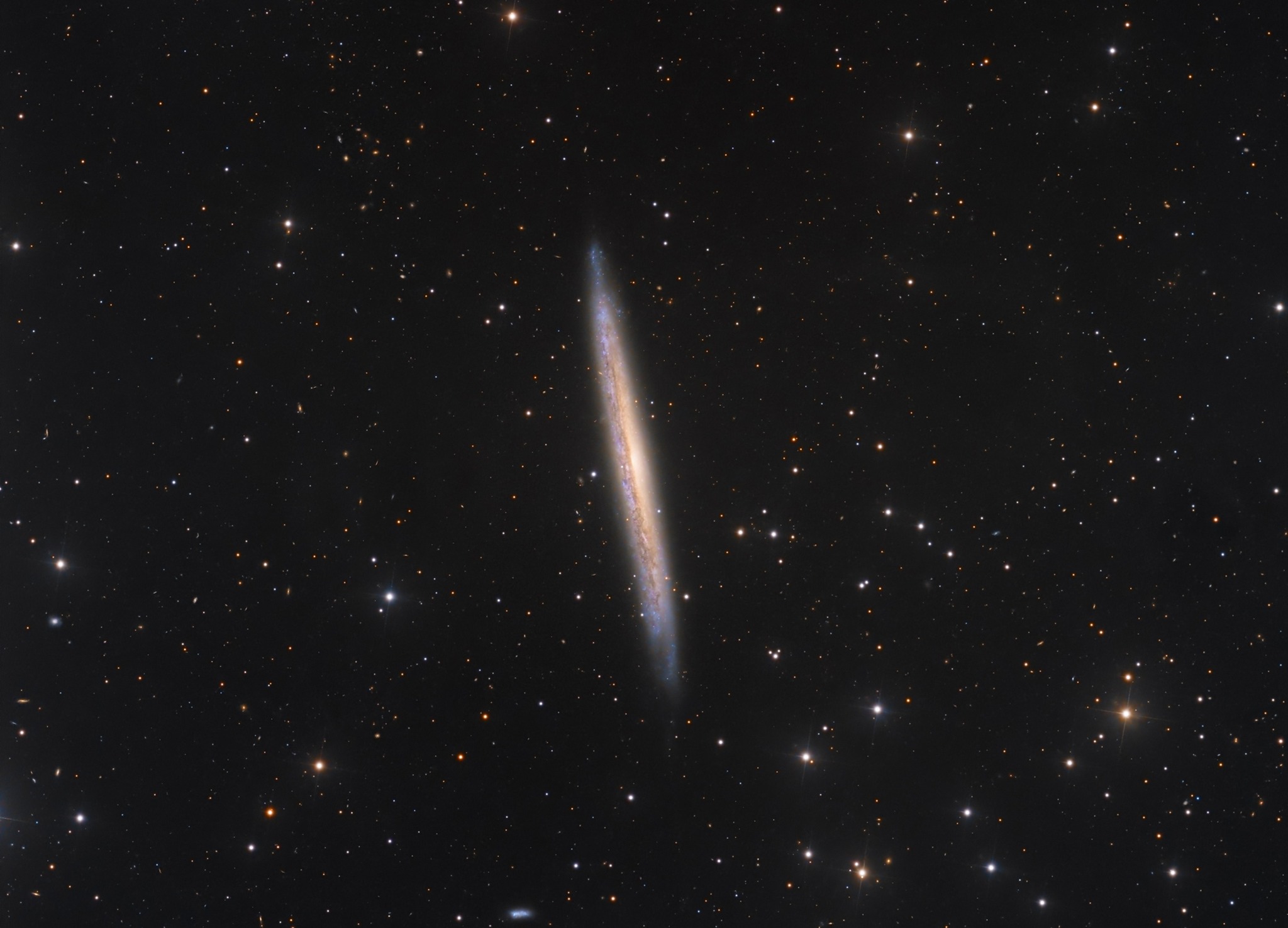 NGC 5907 is an edge on spiral galaxy located 50 million light