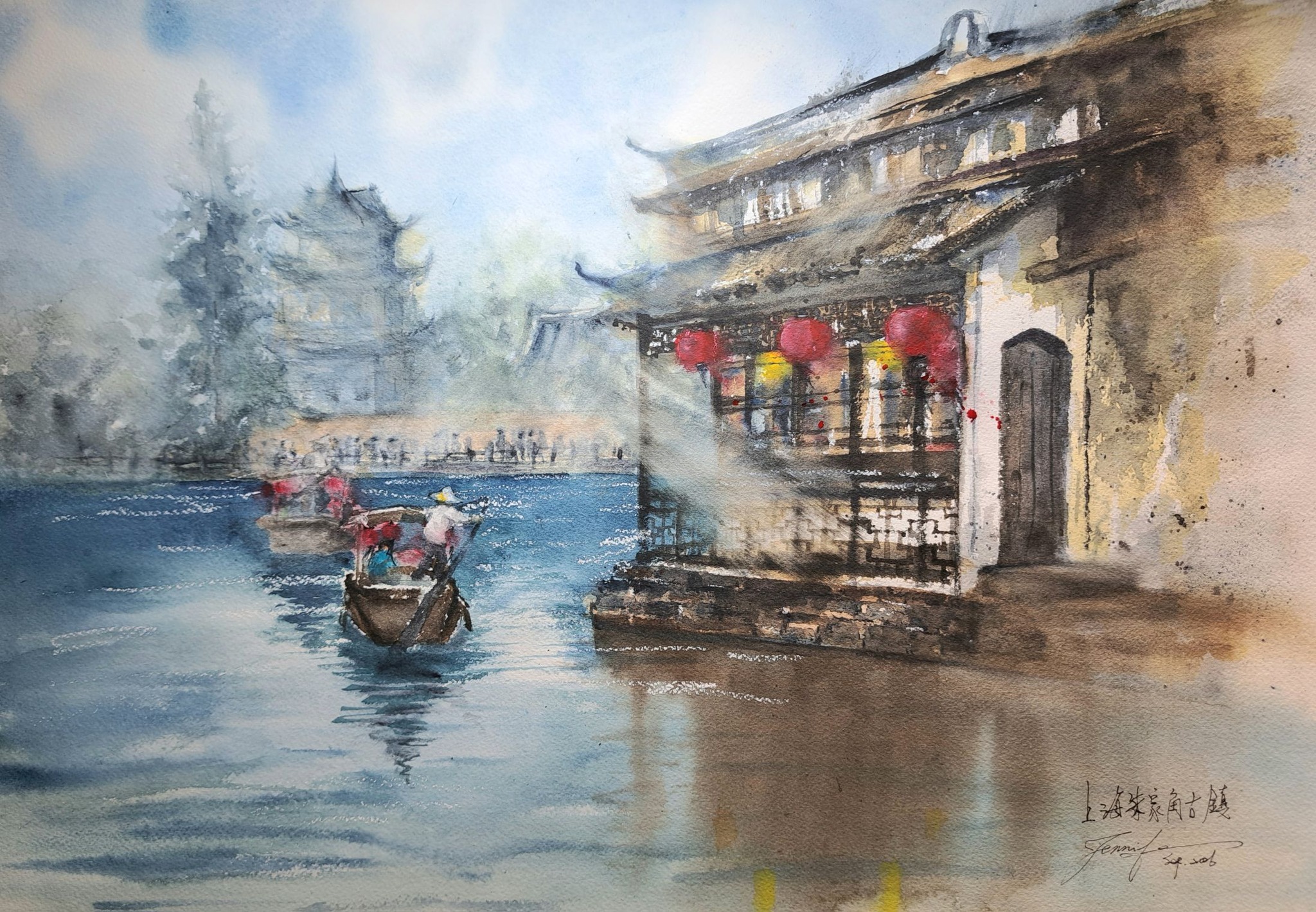 上海朱家角古鎮旅繪(Zhujiajiao Ancient Town, Shanghai, China） 300g