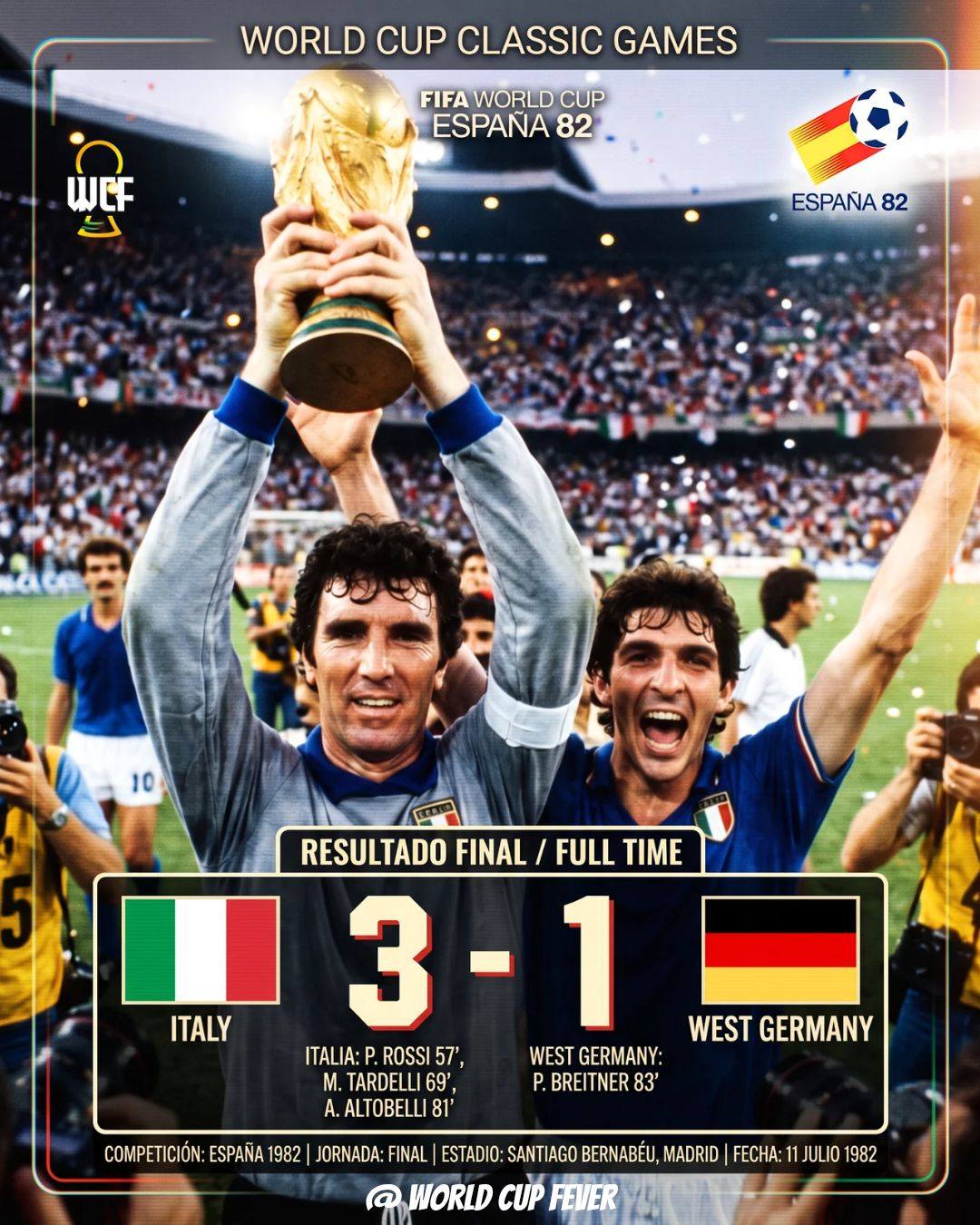 FIFAW杯1982年 決勝 イタリアvs西ドイツ戦 チケット半券と新聞付き