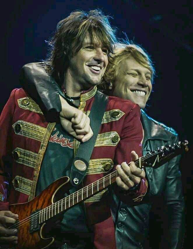 Jon Bon Jovi and Richie Sambora performing with Bon Jovi at the