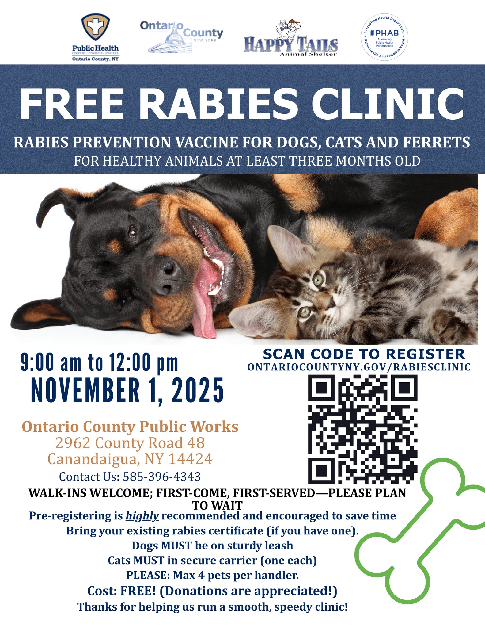 FREE RABIES CLINIC RABIES... - Ontario County Public Health | Facebook