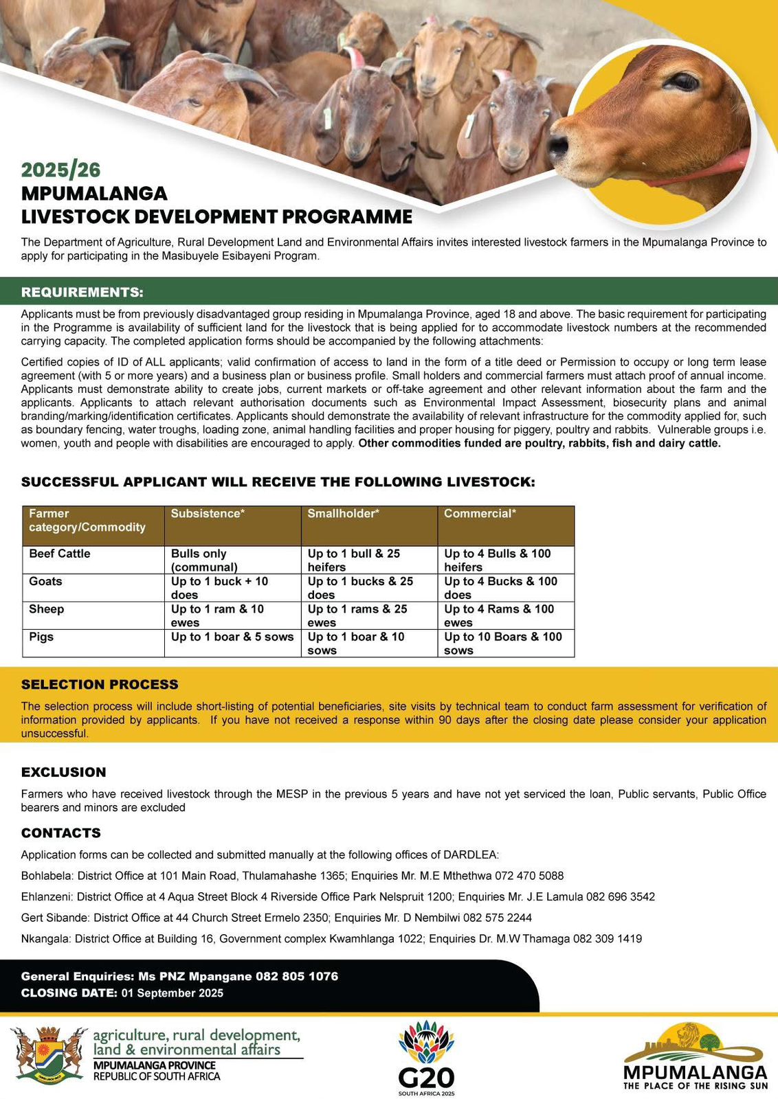 Tuli - Livestock Development Support Programs The 2025/26 Mpumalanga ...