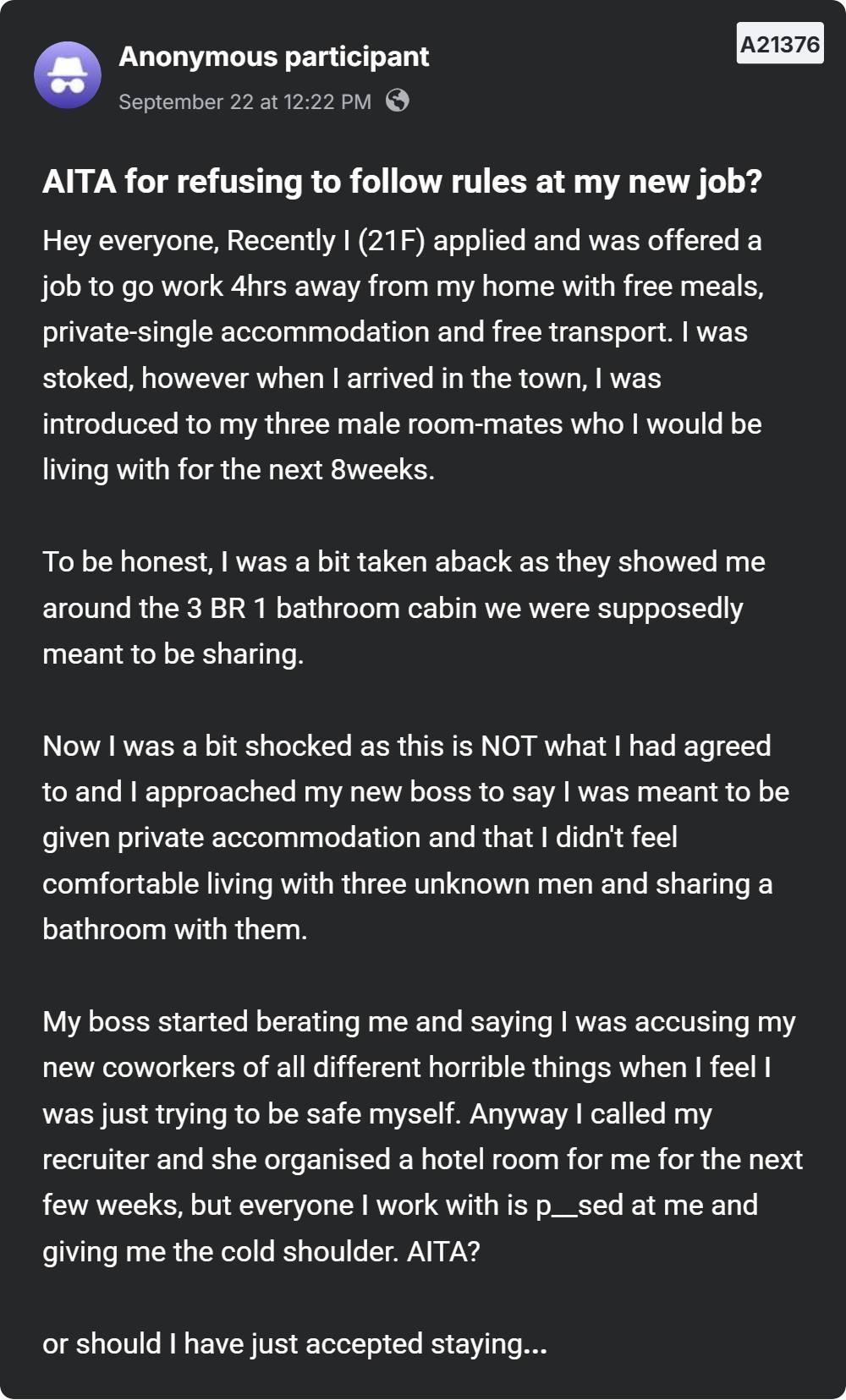 Reddit’s - AITA 🦋 for refusing 🎯️ to follow rules at my new job? | Facebook