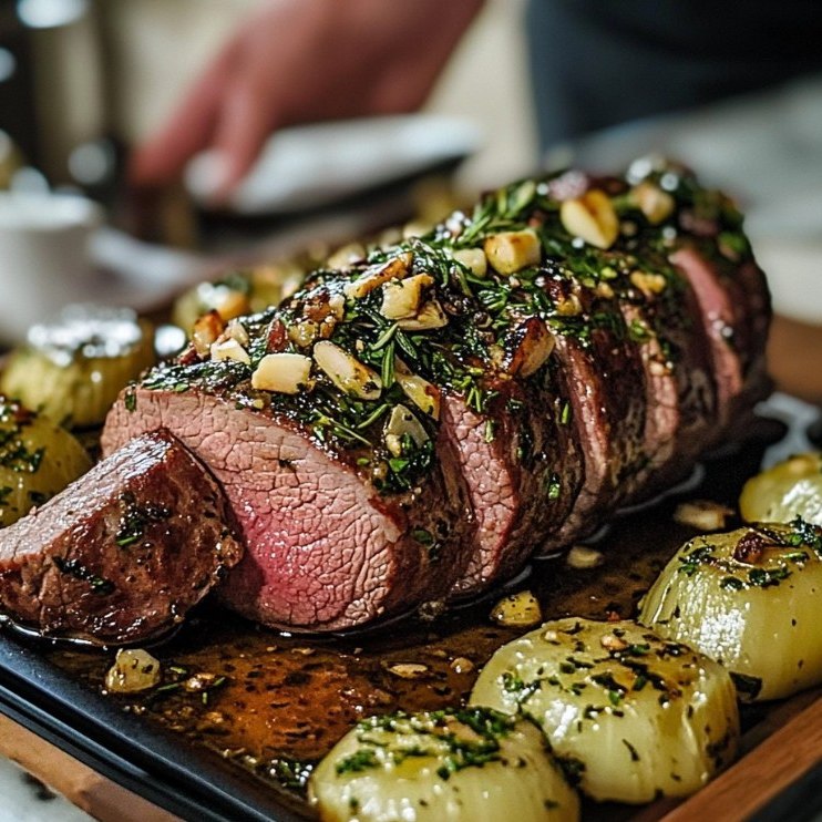 Délicieuses - Rôti de filet de bœuf élégant au beurre aux fines herbes ...