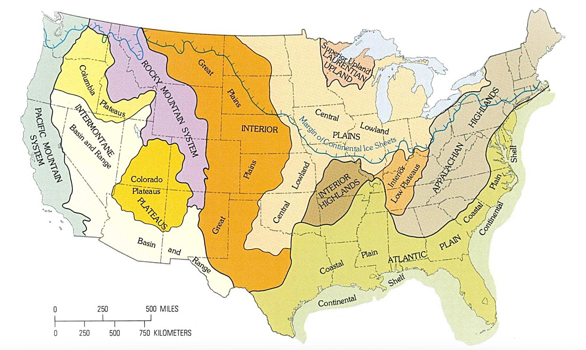 Wondering - U.S. Terrain Regions as Mapped by the Geological Survey ...
