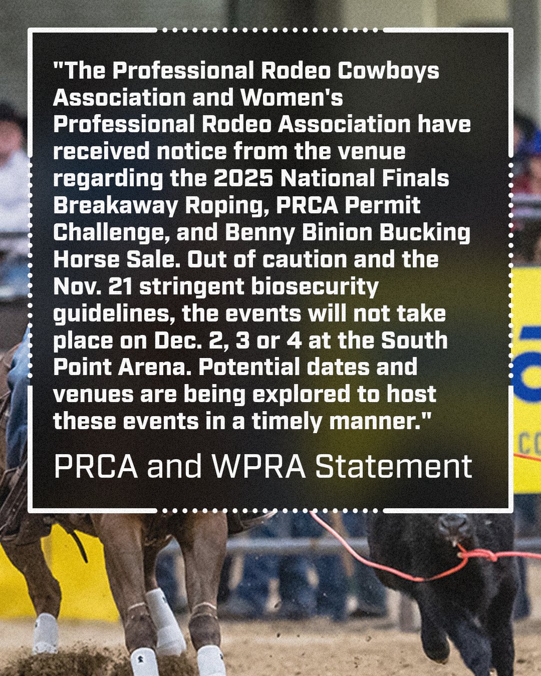 US Cowboy - In a joint statement, the PRCA and WPRA... | Facebook