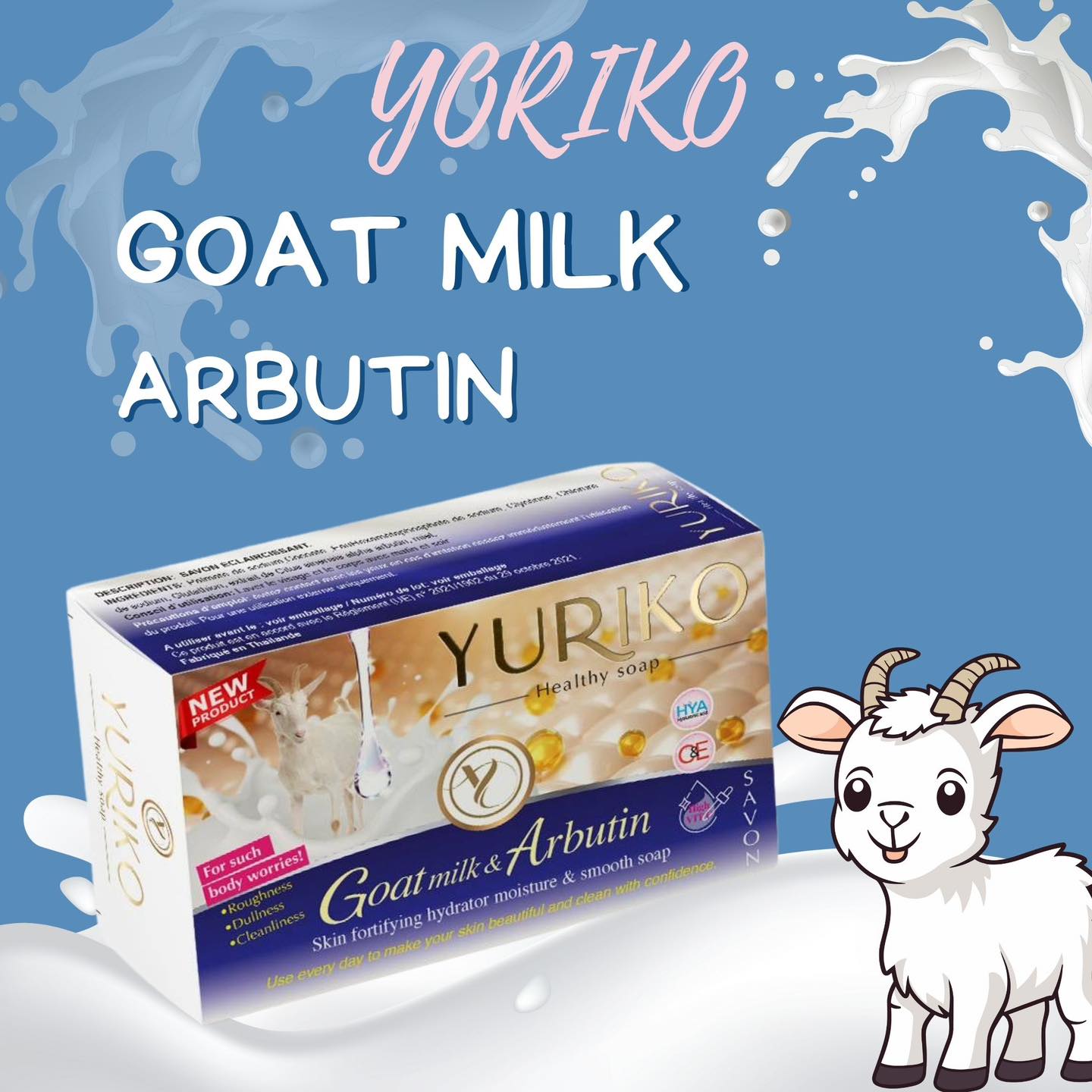 YURUKO SOAP🧼 ✨Formula: goat milk and arbutin✨ Goat milk protein is rich in antioxidants. It also absorbs well into the skin. Helps keep the skin youthful. and adjust the skin color to