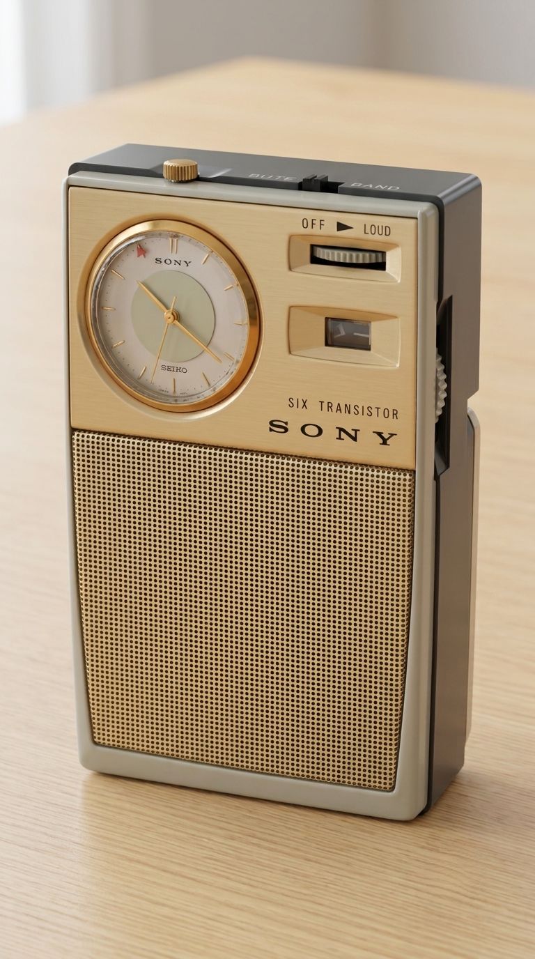 Sony TRW-621, a 1961 Japanese transistor radio with a built-in