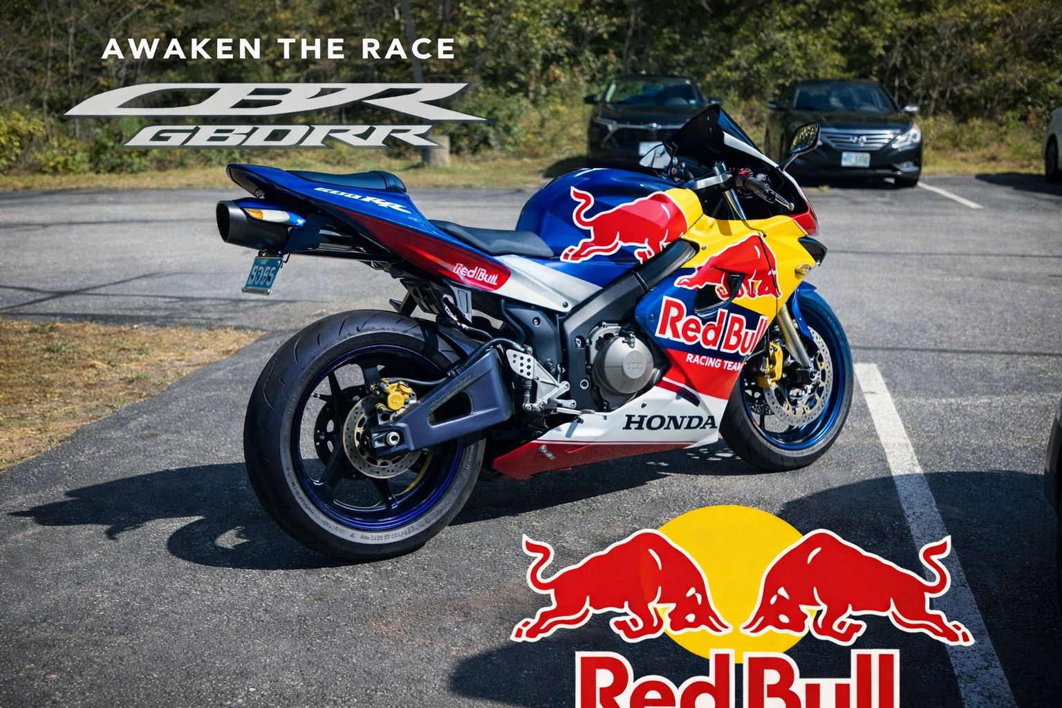 Honda CBR600RR with custom Red Bull design