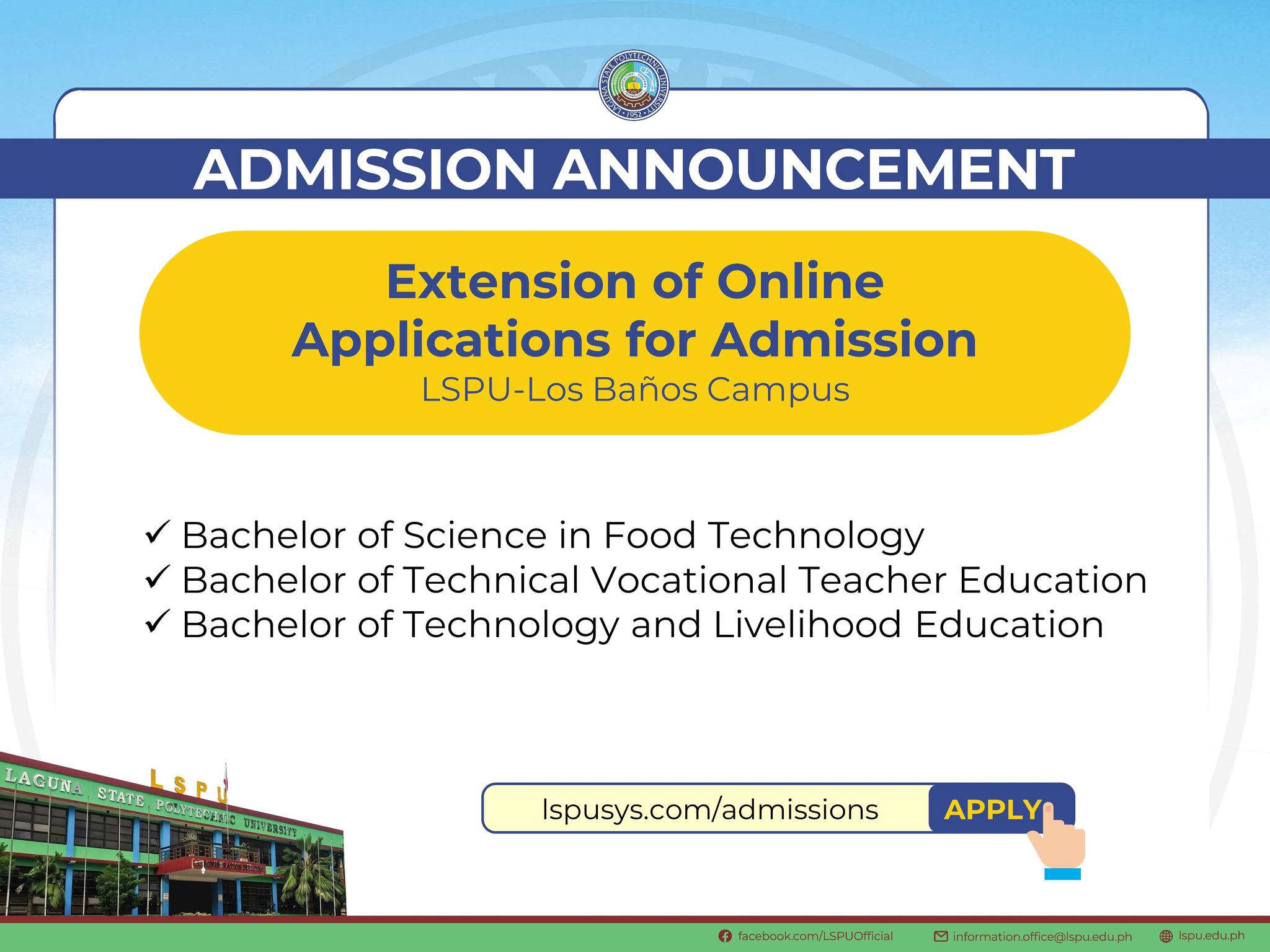 𝗔𝗱𝗺𝗶𝘀𝘀𝗶𝗼𝗻... - Laguna State Polytechnic University