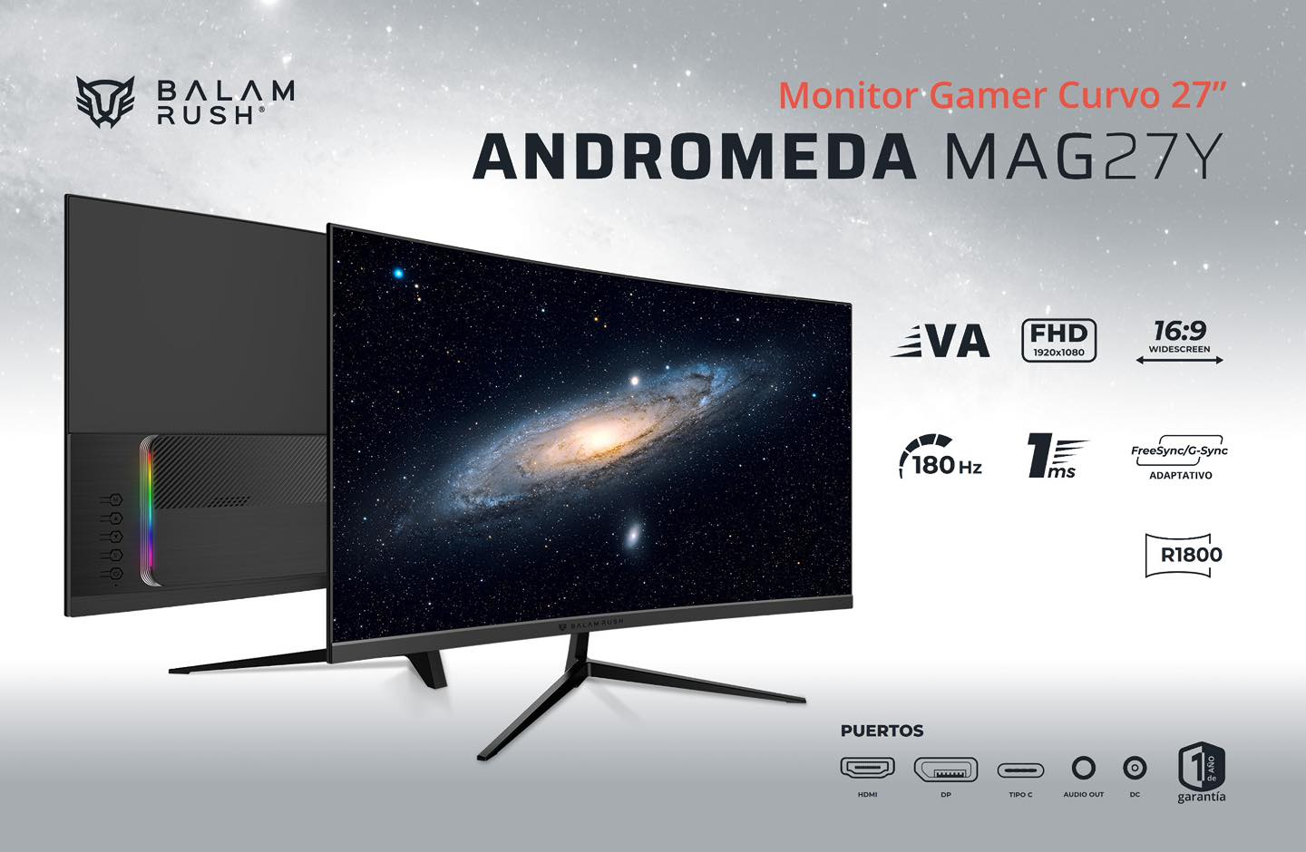 PC - Pc Central 🖥️ 🟥 Monitor Gamer Curvo Acteck Andromeda MAG27Y LED 27 ...