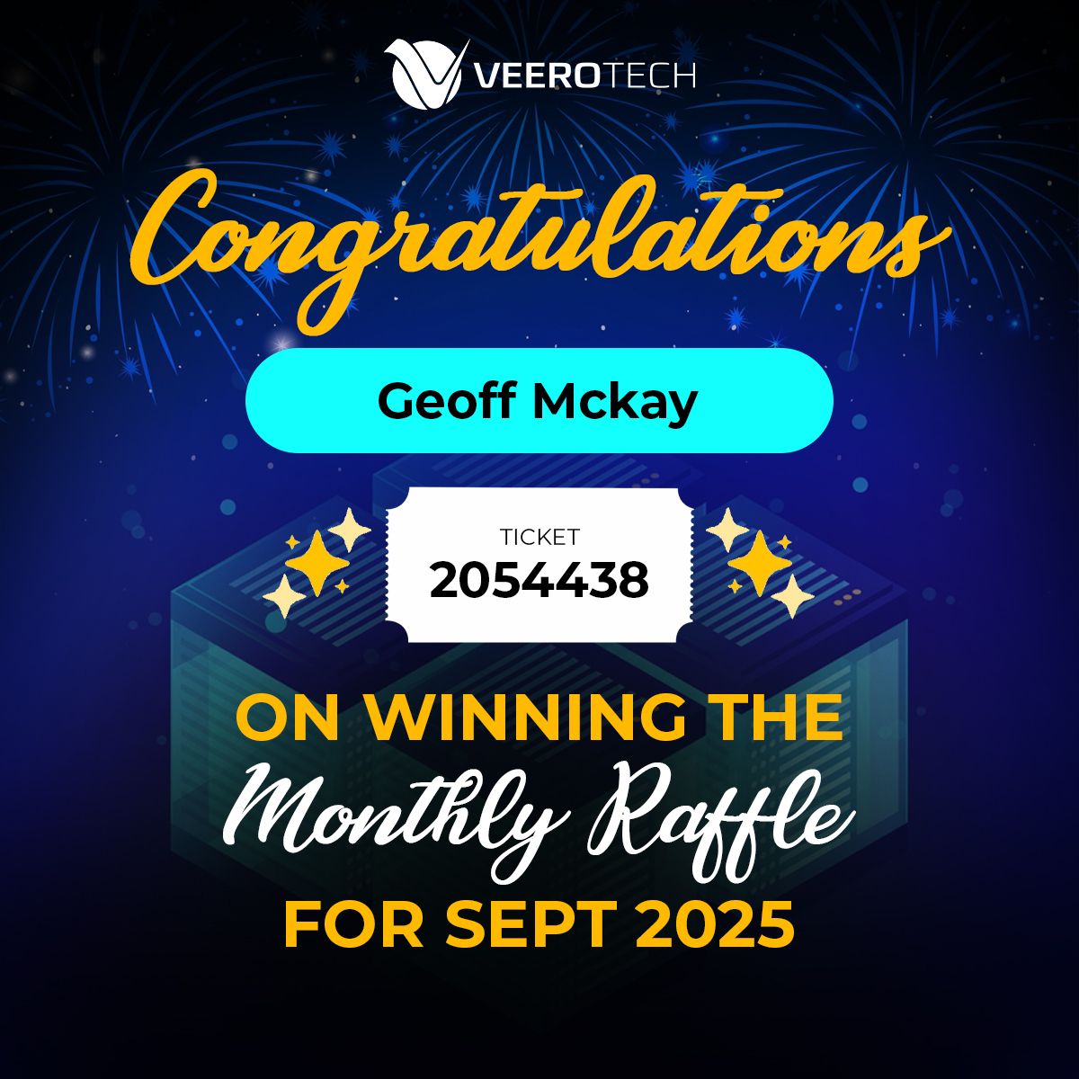 VeeroTech - 🎉 Congratulations to Our September Raffle Winner! A big ...