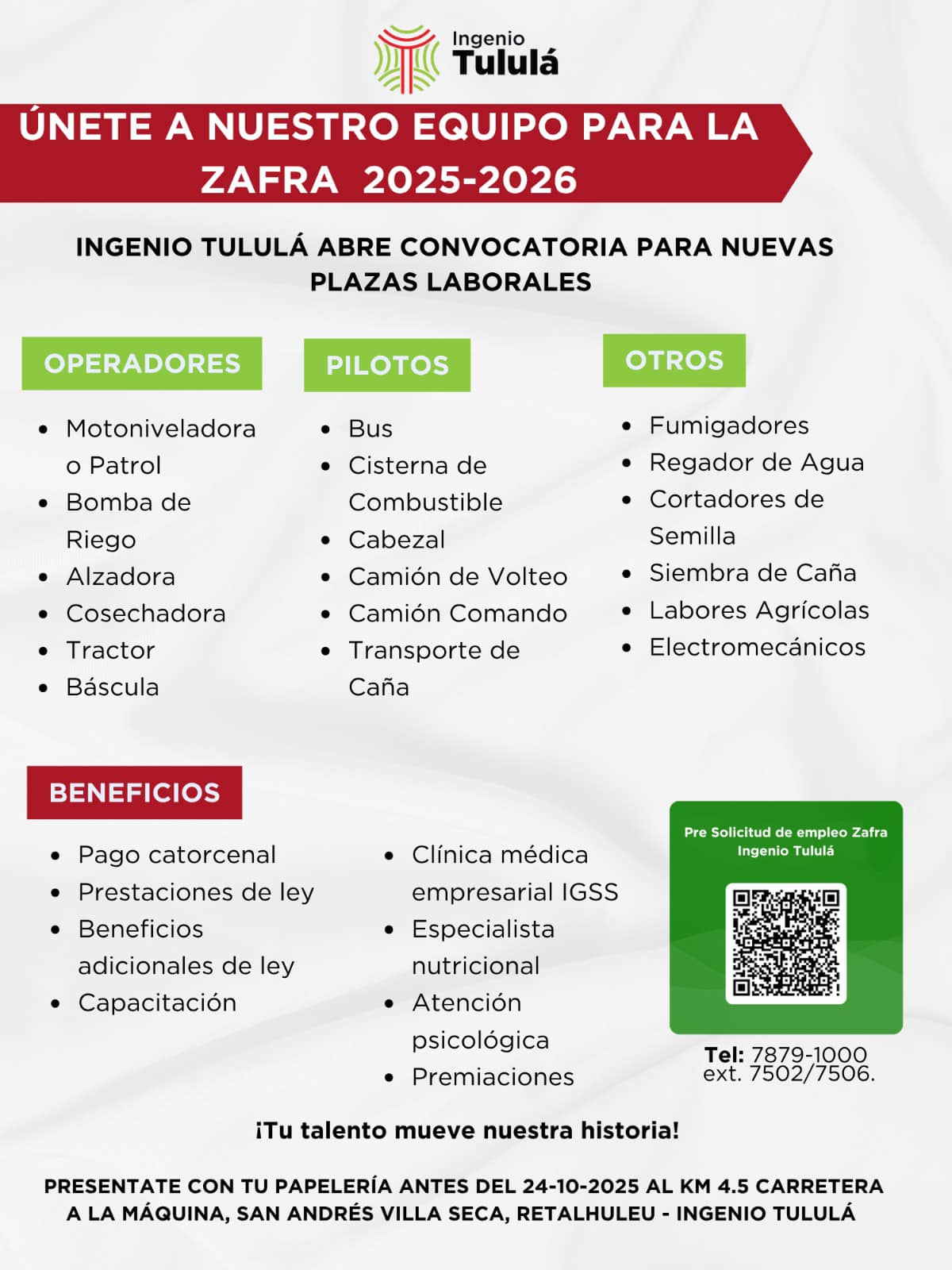 Somos Tululá - 📢 Convocatoria laboral abierta en Ingenio... | Facebook