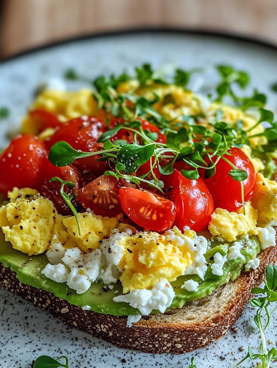 Recipes By Emily - 🥑🍞 Avocado Cottage Cheese Toast with Scrambled Eggs ...