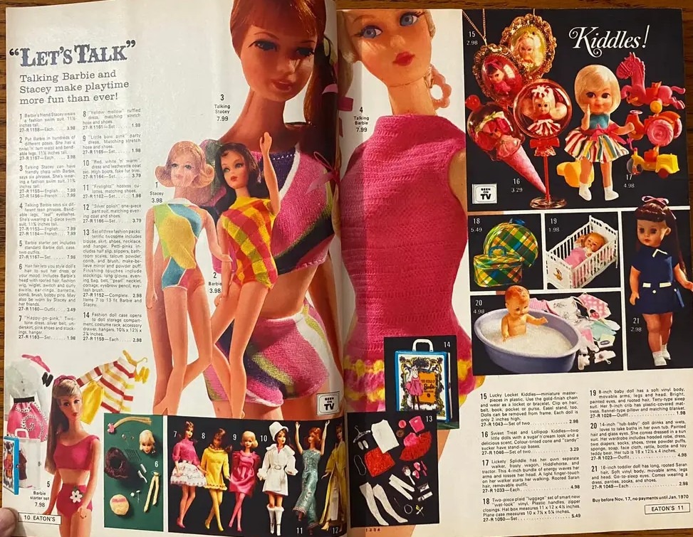 Talking Barbie and Stacey from the 1969 Eaton's Christmas