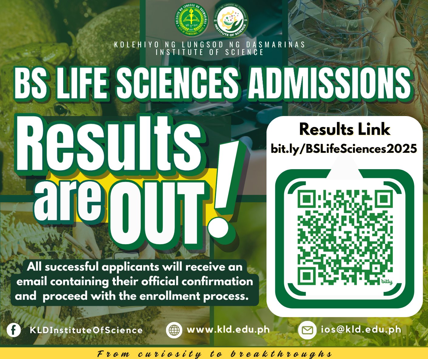 KLD - 📢 Exciting news for aspiring Life Scientists! 🎉 We are thrilled ...