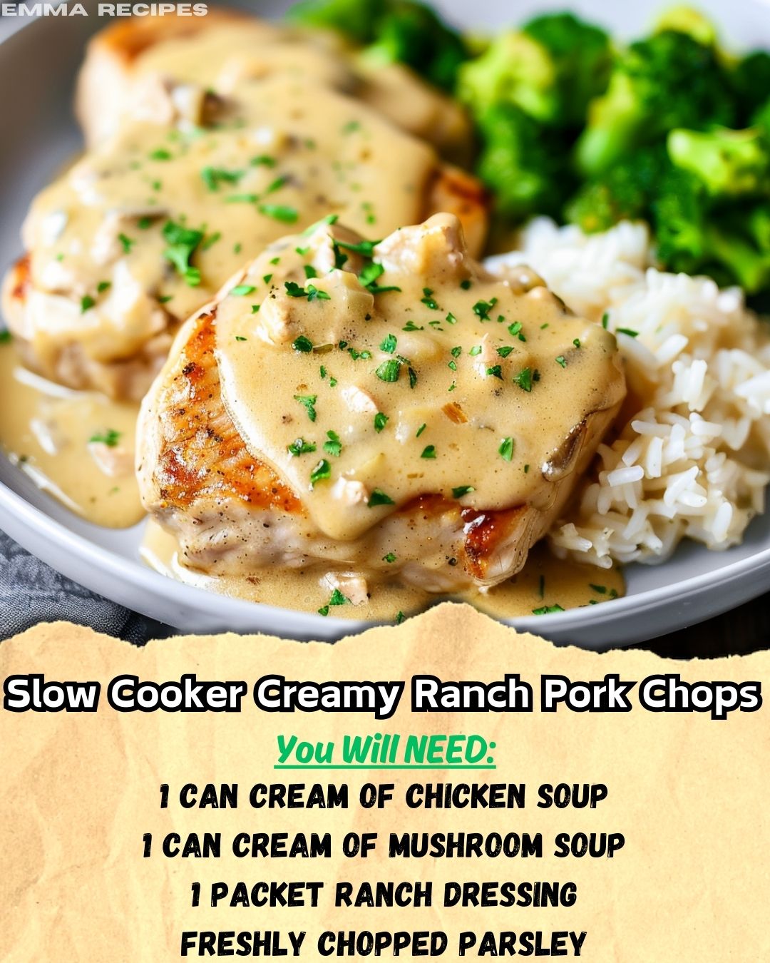 Creamy ranch pork chops with cream of chicken and celery soup